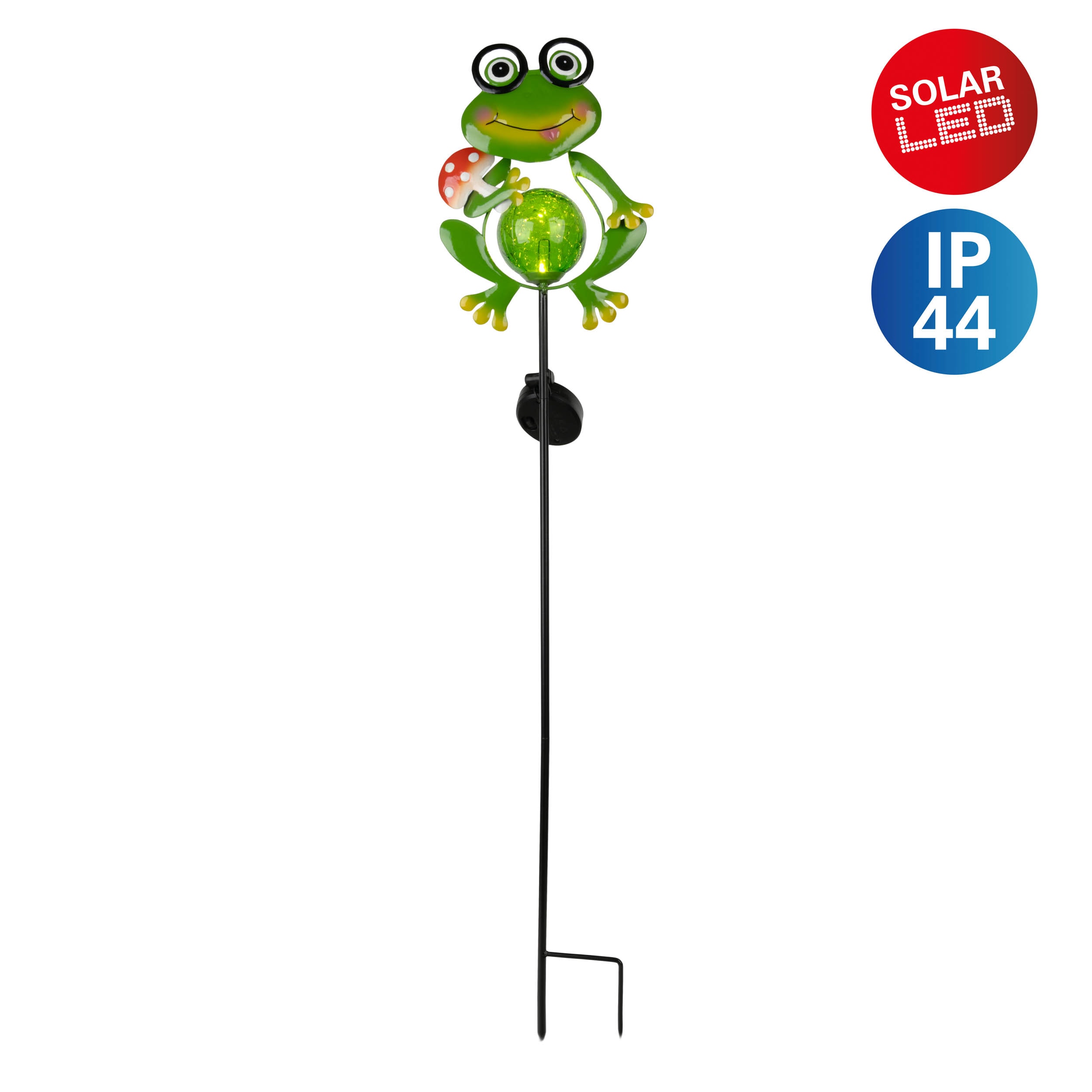 näve LED Solarleuchte "Froggy" LED-Modul 1 Stk. Warmweiß grüne Solarleuchte, Erdspieß Froschfigur mit Pilz, H: 90cm, warmweiß