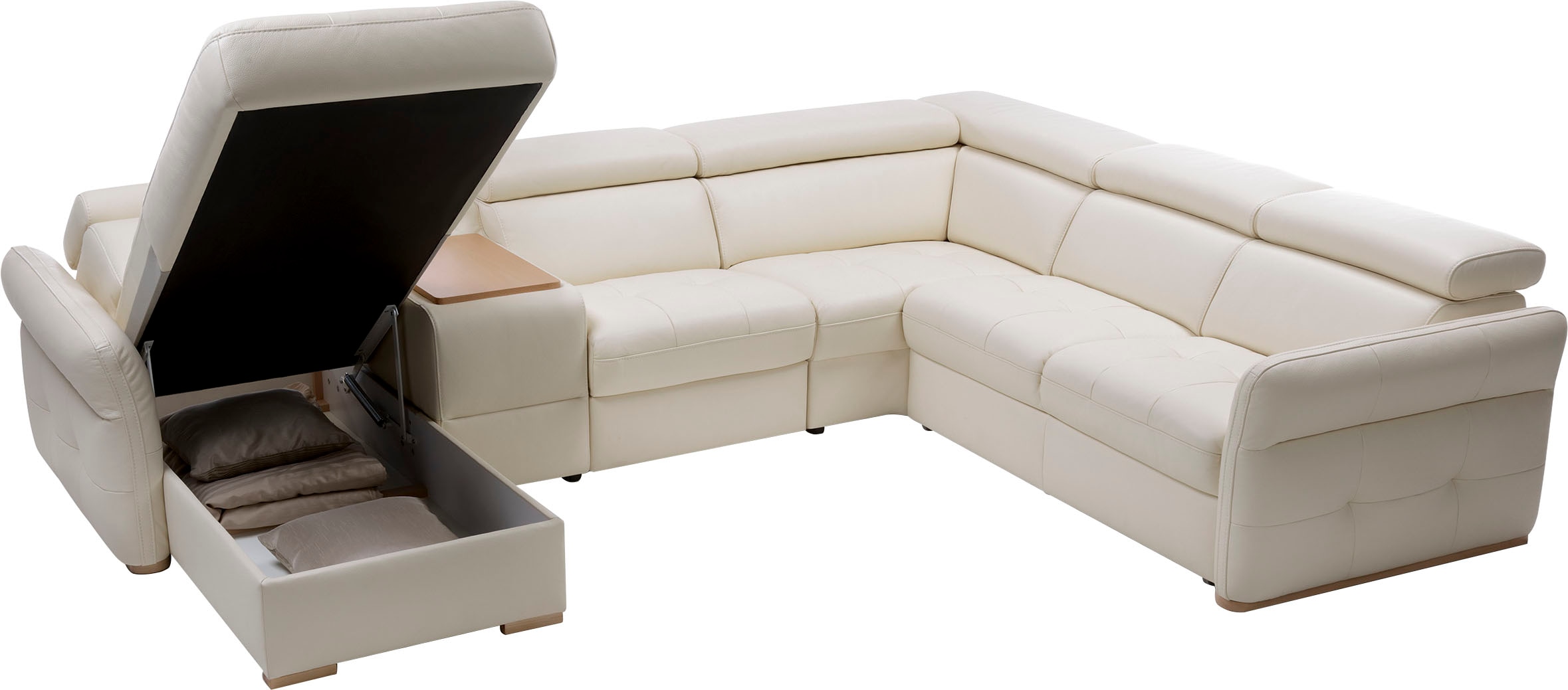 exxpo - sofa fashion Wohnlandschaft »Massimo, Familien Sofa mit viel Platz, Lederbezug, bequem, komfortabel«, U-Form, inkl. Bettfunktion, Bettkasten, elektr. Relaxfunktion