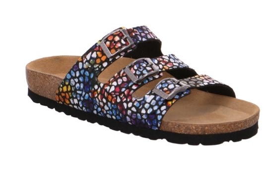 Rohde Pantolette "SUNNYS N13" Sommerschuh, Schlappen, Hausschuh mit buntem Druck, G-Weite = weit
