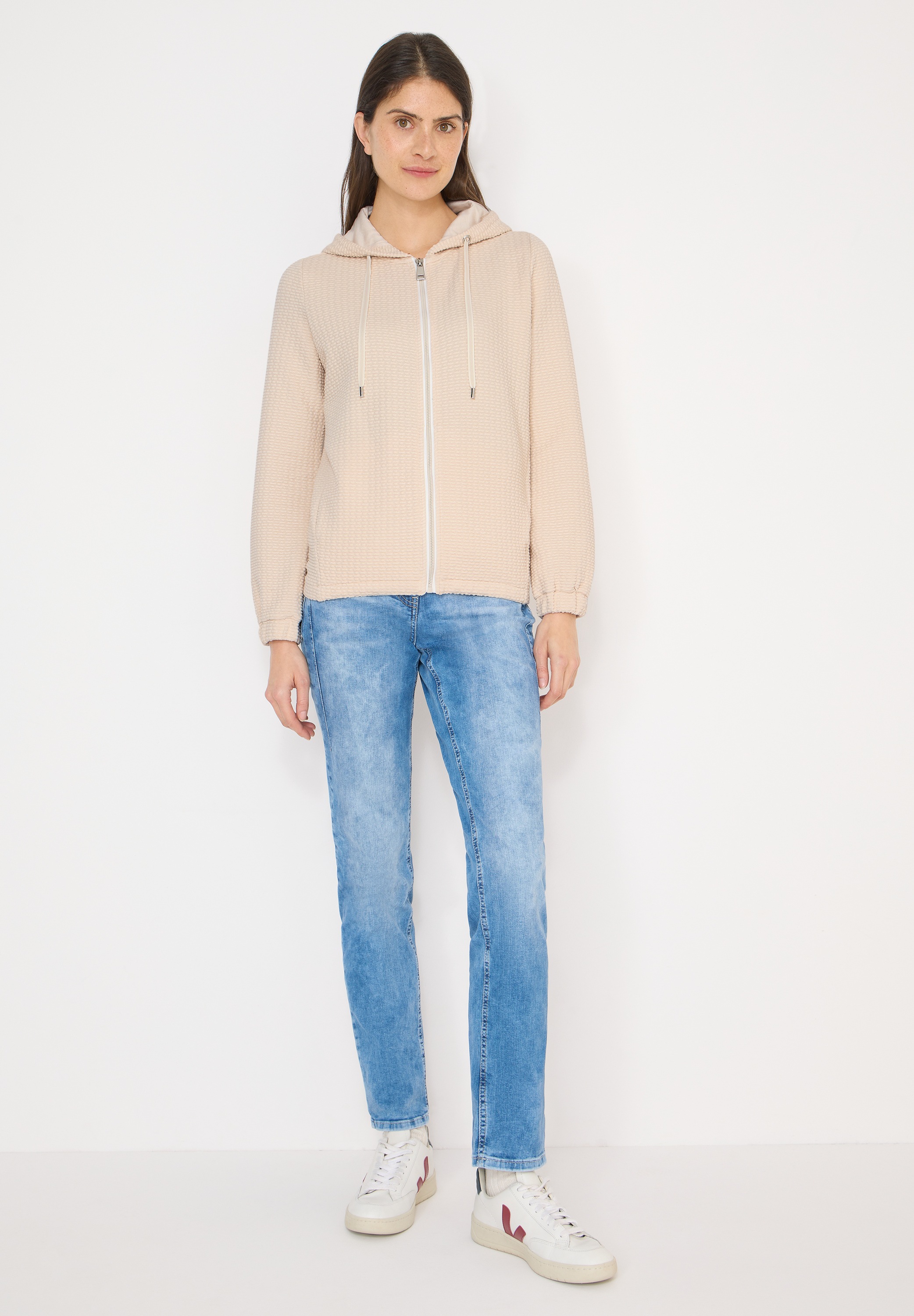 Cecil Women's Sweatshirt Jacket Pearl Beige XL 2