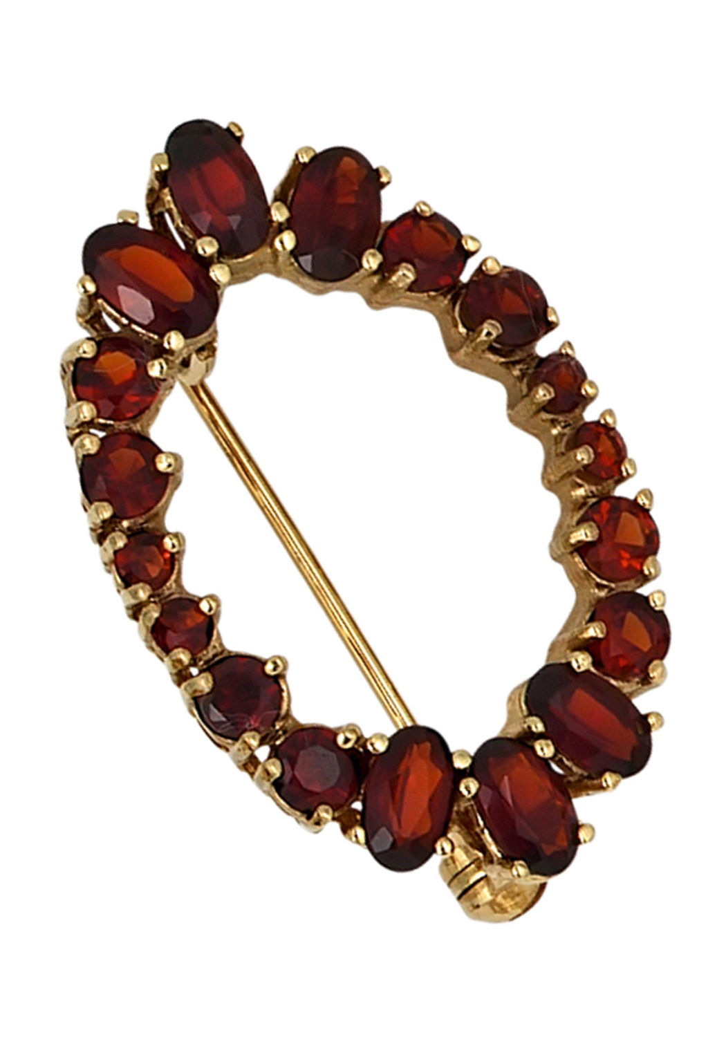 JOBO Damen Brosche "Granatbrosche 28 mm", rot, Gelbgold 375, Broschen, 375 Gold mit Granat