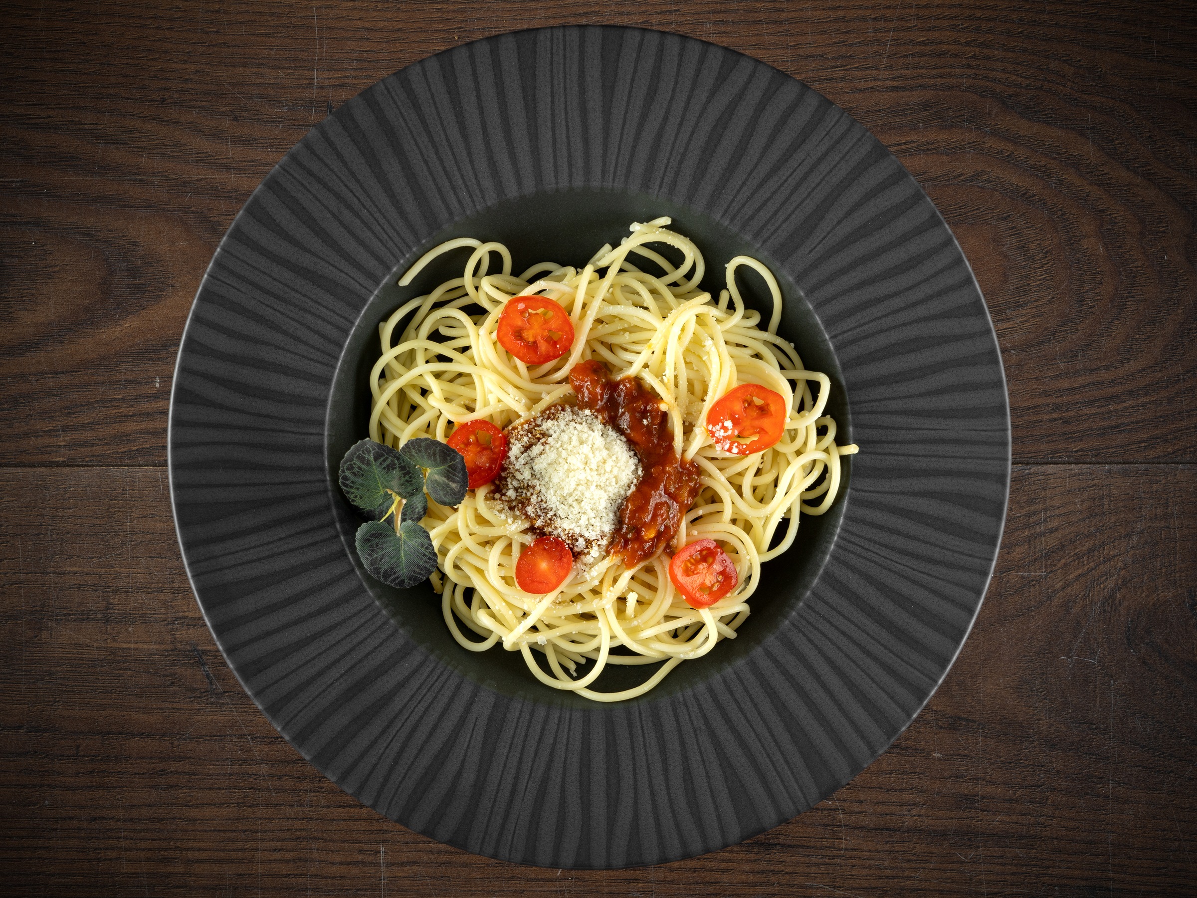 CreaTable Pastateller »Vesuvio Black, Pasta Gourmetteller Set 2-tlg« Seidenmatte Spezialglasur, Ausdruckstarkes Relief