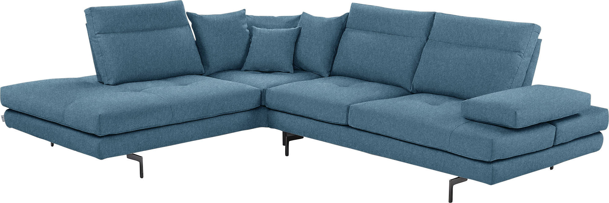 CALIA ITALIA Ecksofa "Toby Wing, B/T: 288/232 cm, Designsofa, Premium Sitzkomfort, L-Form" Sitztiefenverstellung, wahlw. mit Kissen-Set,Füße schwarz matt