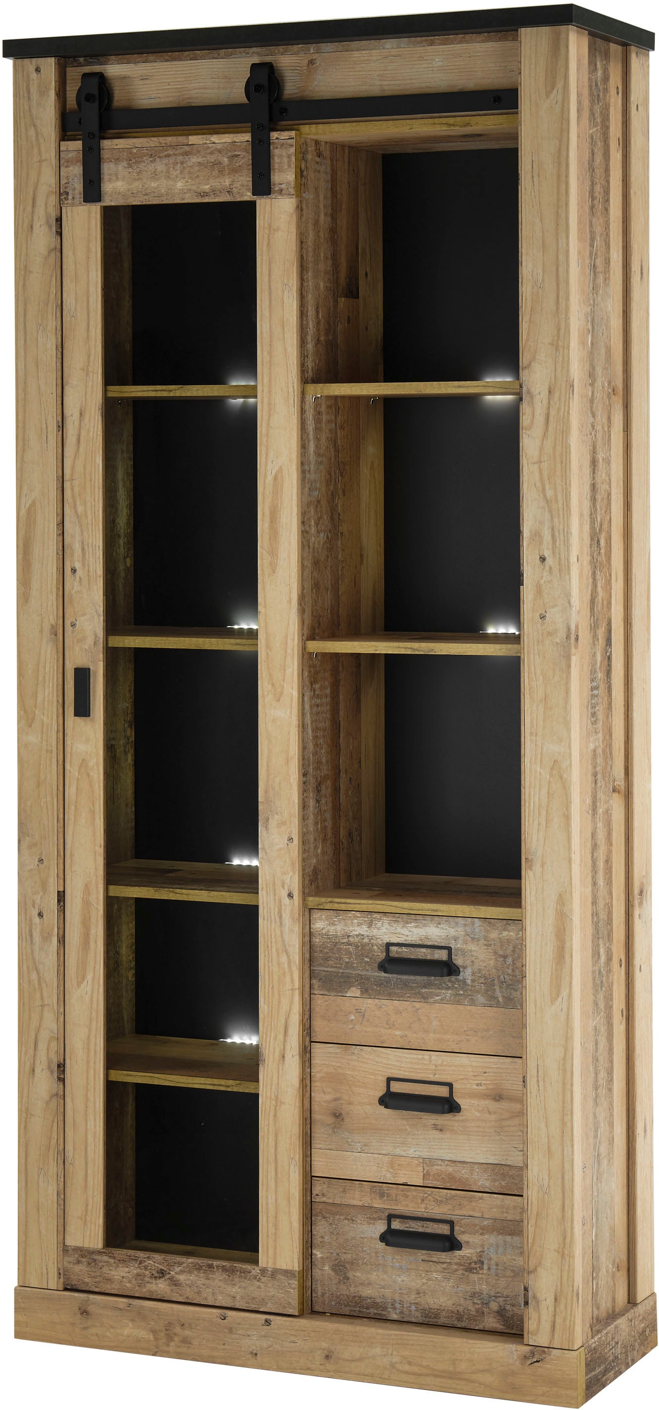 Home affaire Vitrine "Sherwood, Hochschrank im Industrial-Style, moderne Gl günstig online kaufen