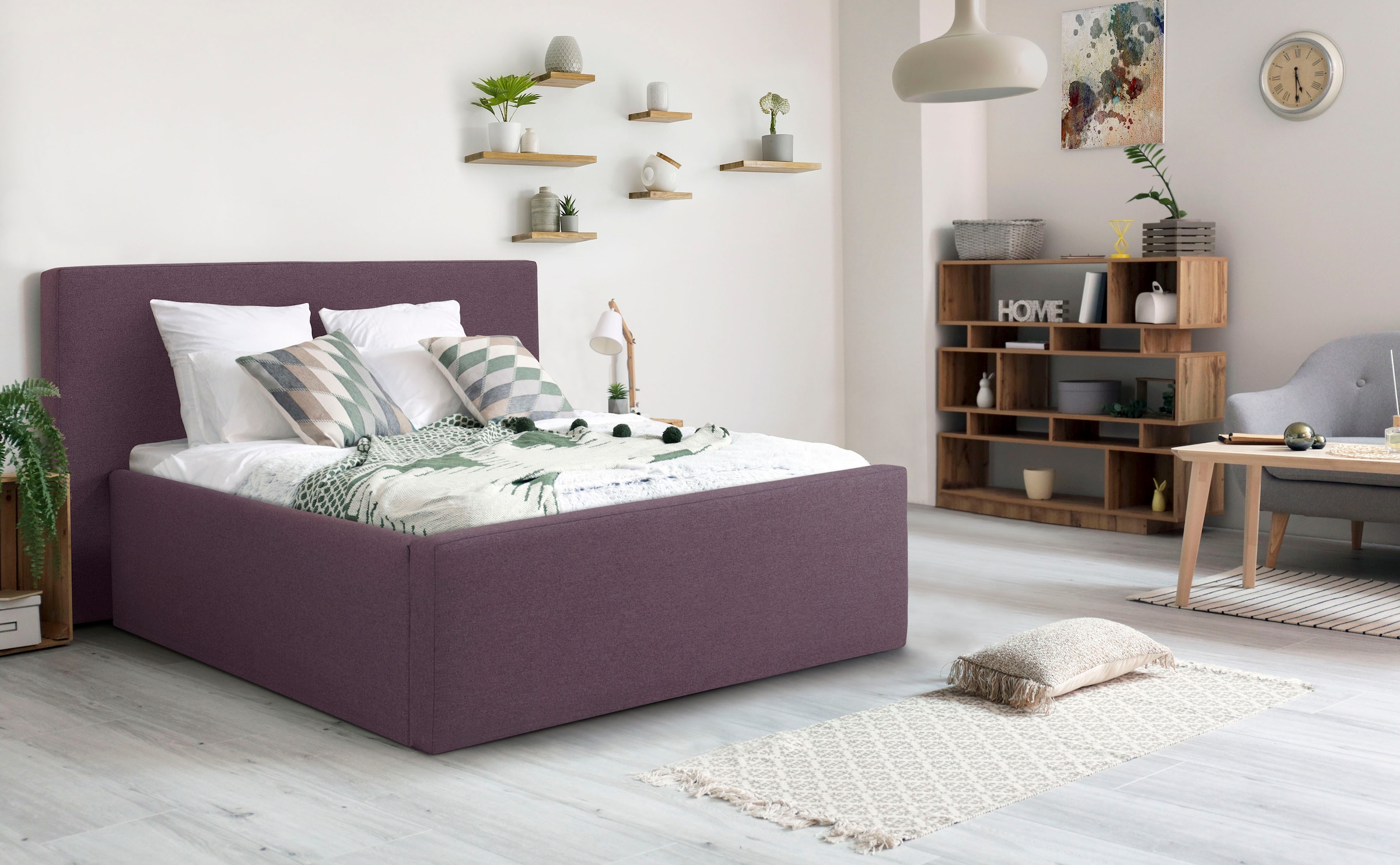 Home affaire Polsterbett "Dalina" geradliniges Kopfteil, in 5 Breiten, auch günstig online kaufen