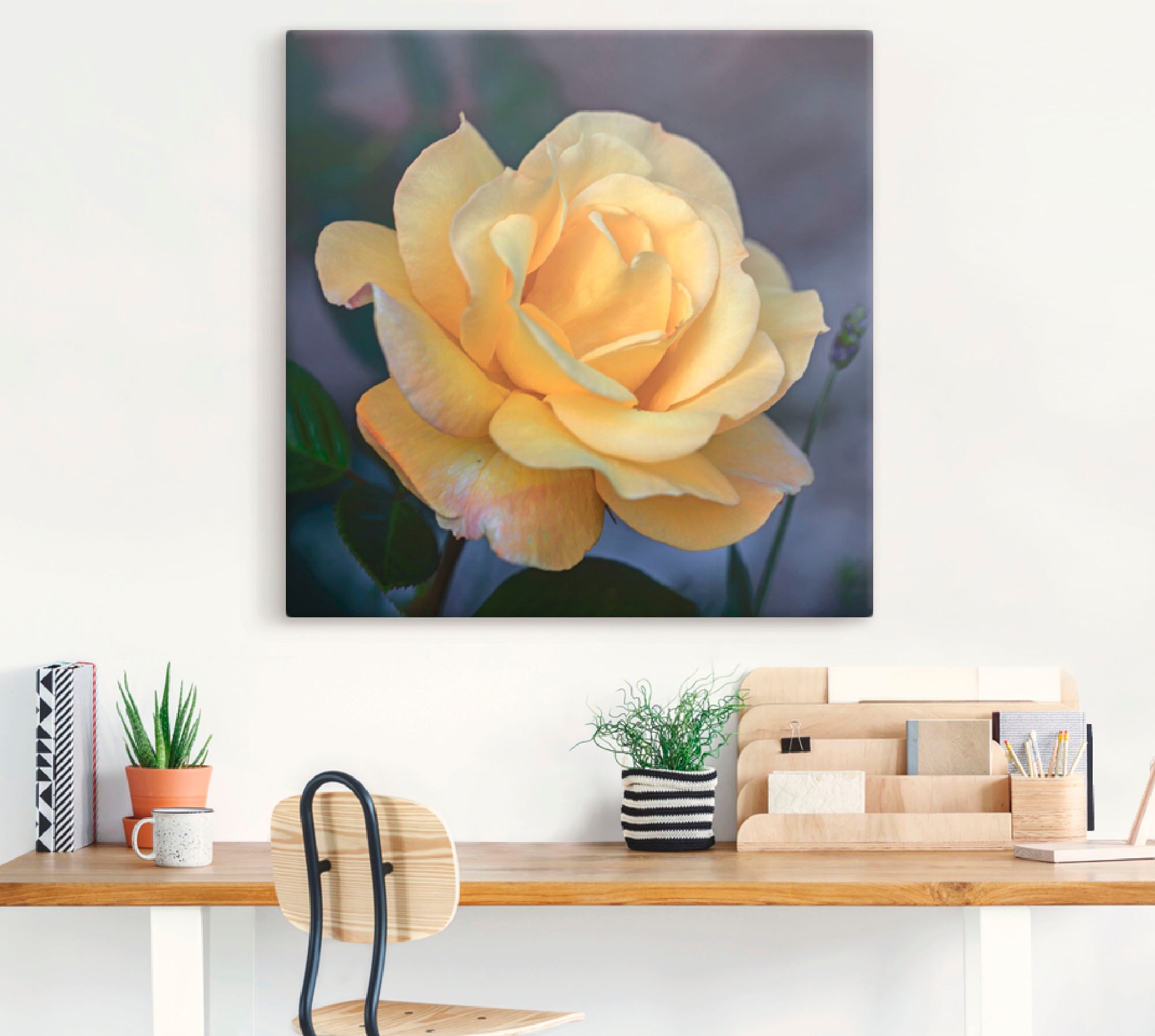 Artland Wandbild "Gelbe Rose", Blumen, (1 St.), als Leinwandbild, Poster in günstig online kaufen