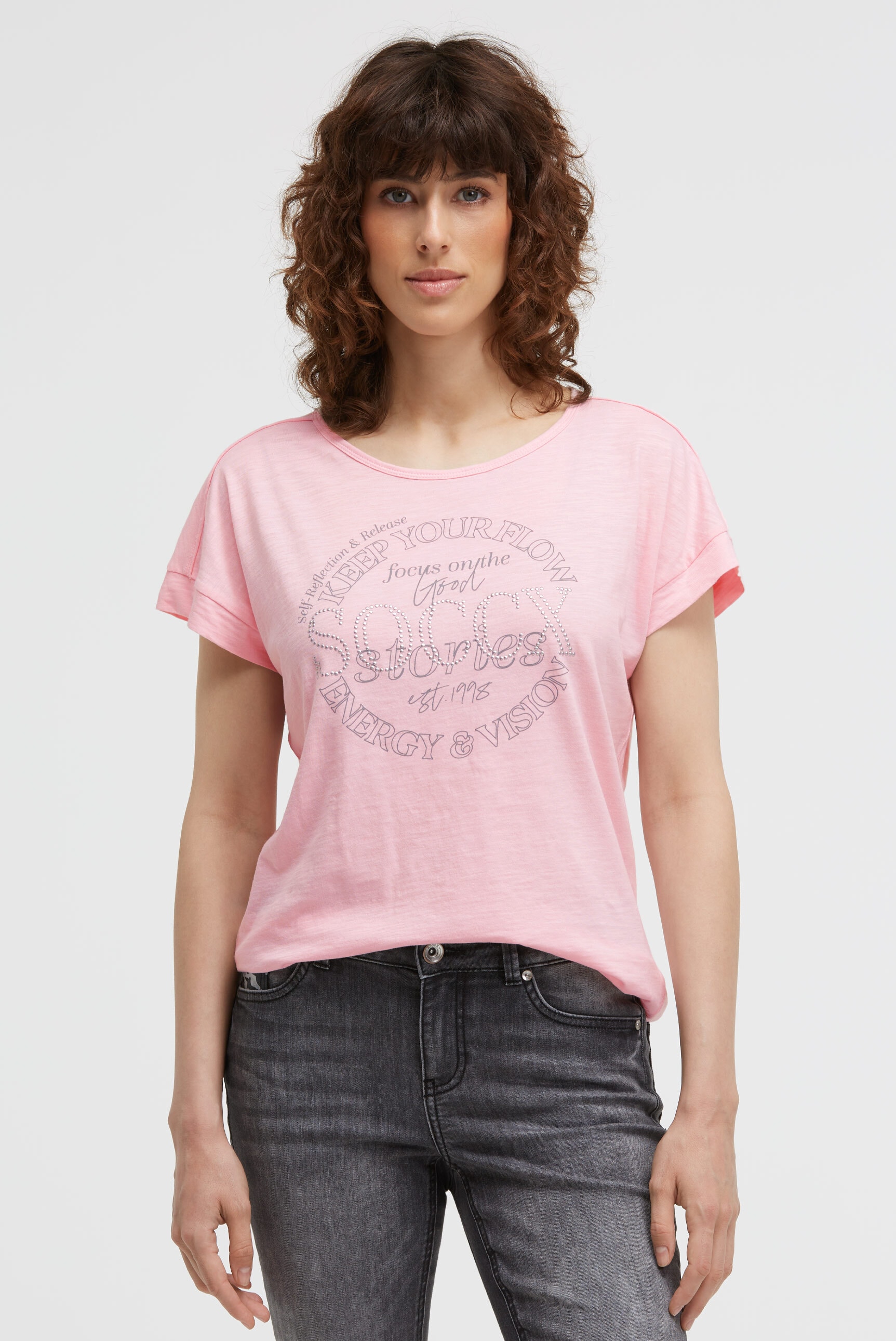 SOCCX Rundhalsshirt mit überschnittenen Schultern günstig online kaufen