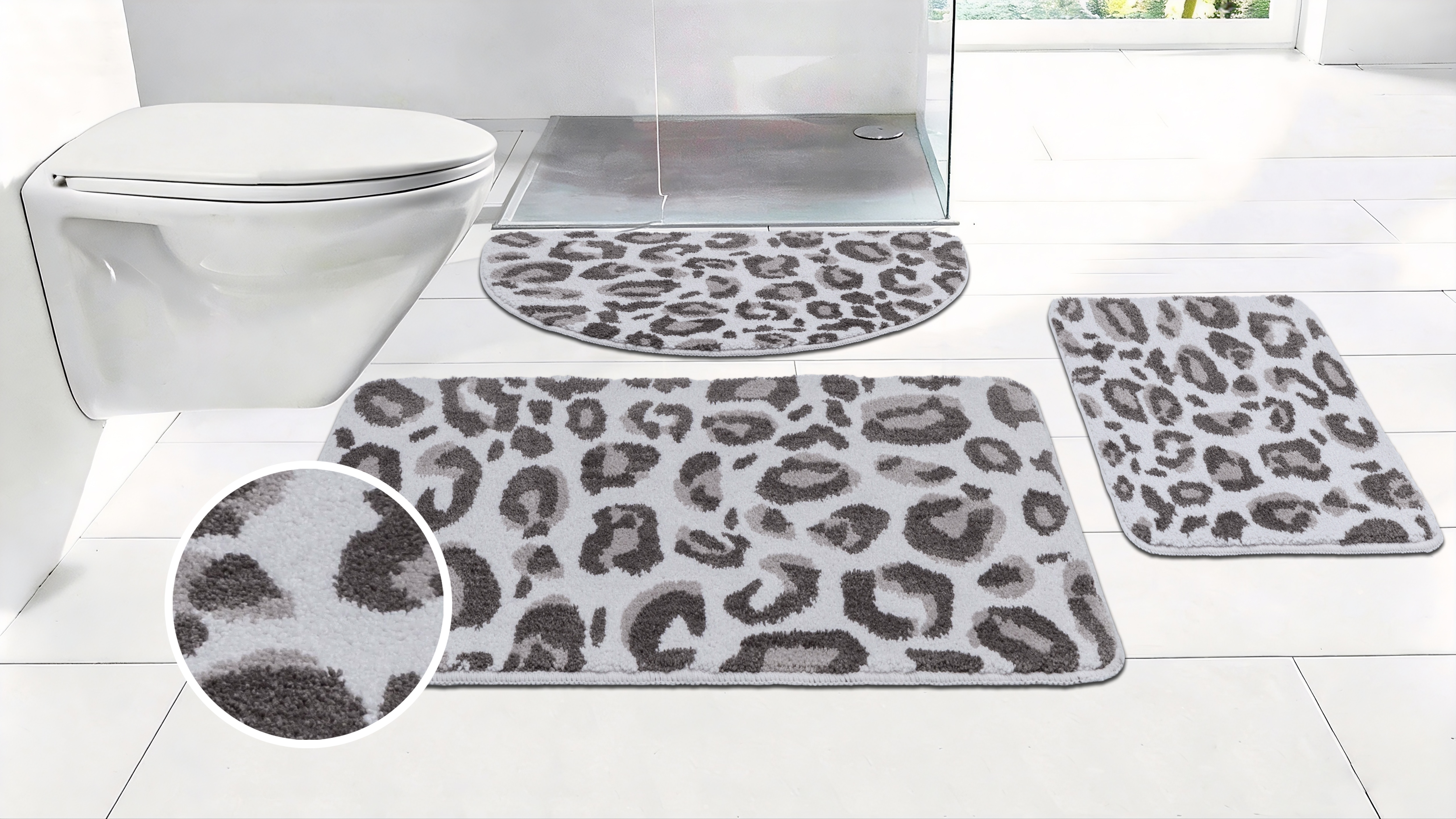 OTTO home Badematte "Regona Leo, Badvorleger, Badezimmer Teppich, Duschvorleger" Höhe 10 mm rutschhemmend beschichtet fußbodenheizungsgeeignet schnell trocknend Leoparden-Muster, Animal Print, modern