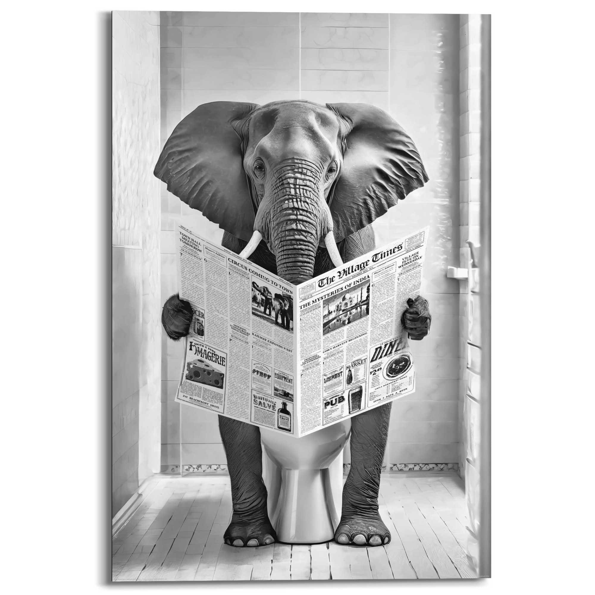 Reinders Deco-Panel "Kuh auf Toilette", Toilette - Schwarz-Weiß - MDF - Tie günstig online kaufen