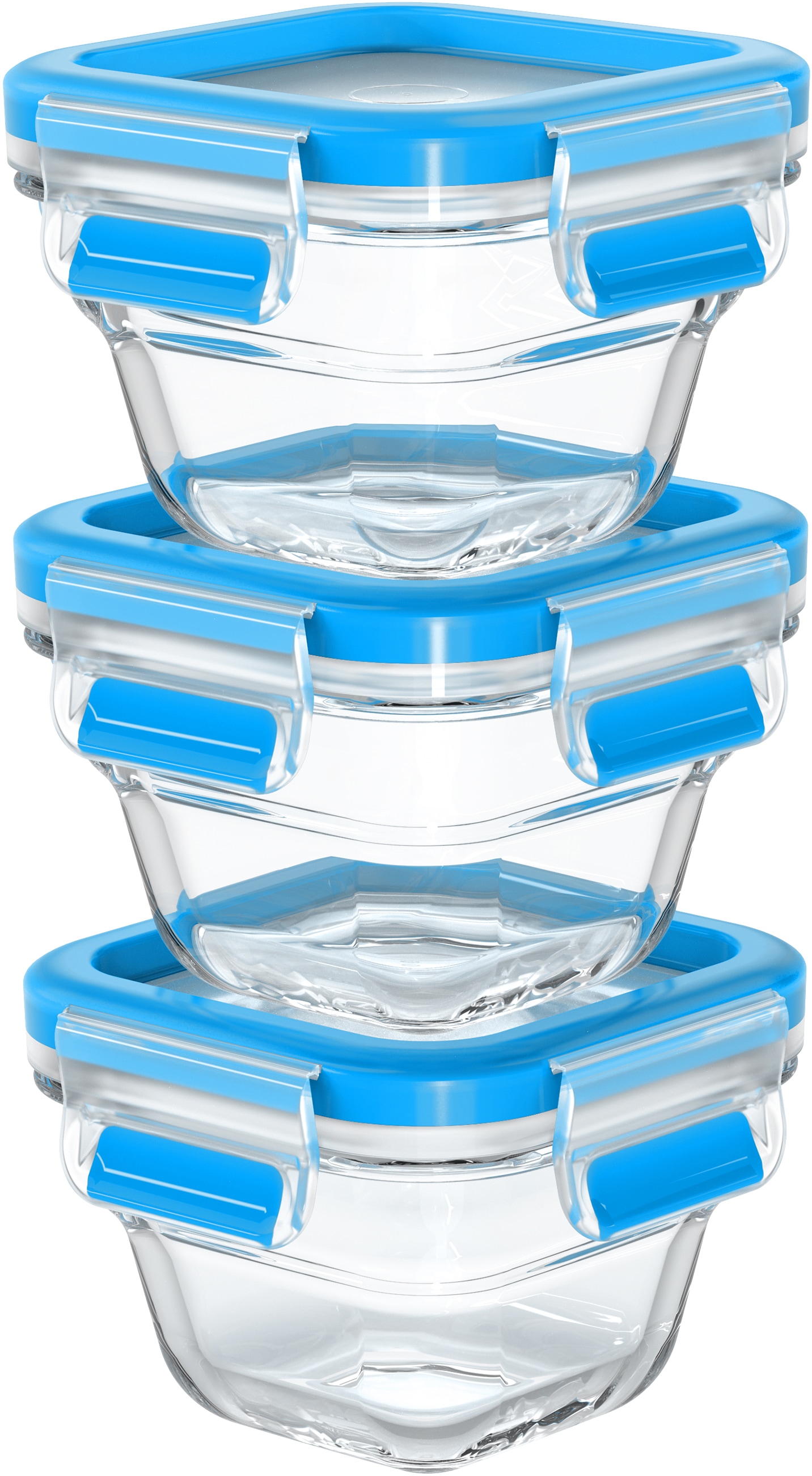 Emsa Frischhaltedose "N10507 Clip & Close Glas" 3 x 0,18L, gefrierfest, backofenfest, mikrowellenfest, 100% dicht