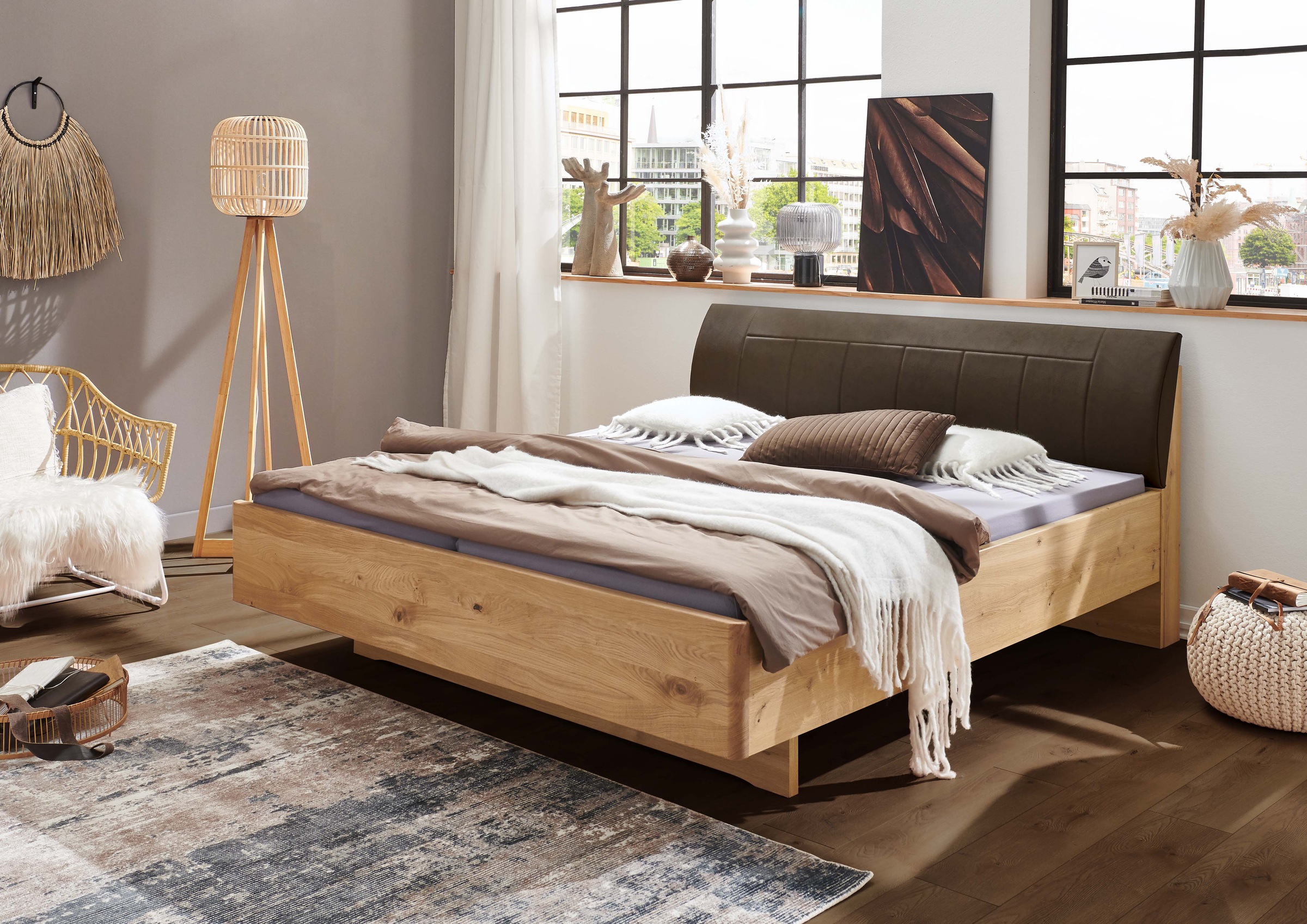 WIEMANN Holzbett "Cardiff, Bettgestell, Bettrahmen, teilmassiv, mit Polster günstig online kaufen