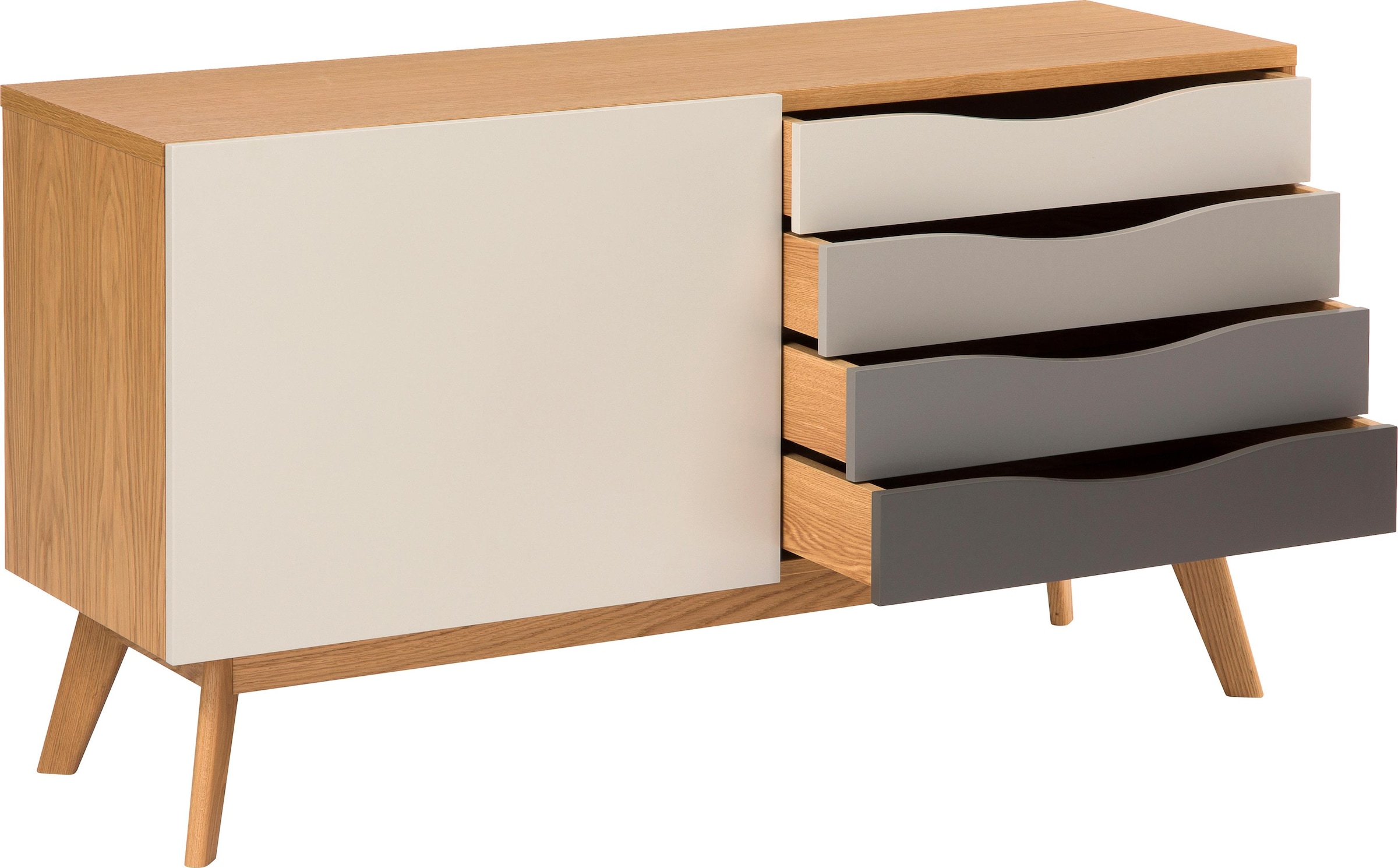 Woodman Sideboard »Hilla«, Breite 130 cm, im angesagten skandinavischen Look, Fußrahmen aus Eiche