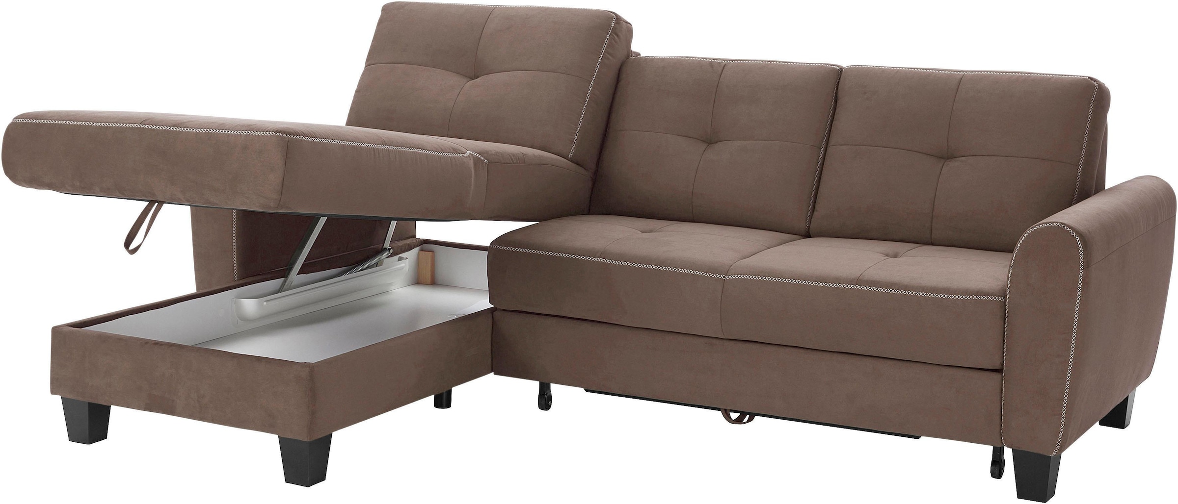 sit&more Ecksofa »Varese L-Form«, mit Federkern, wahlweise mit Bettfunktion und Stauraum