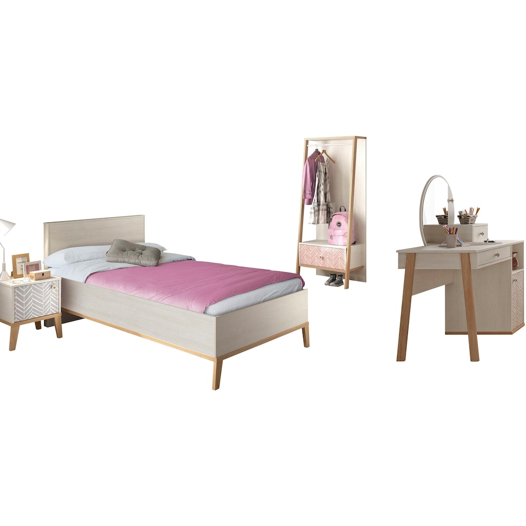 Gami Jugendzimmer-Set »Alika«, (Set, 5 St., Kleiderständer, Bett, Nachttisch, Schreibtisch)