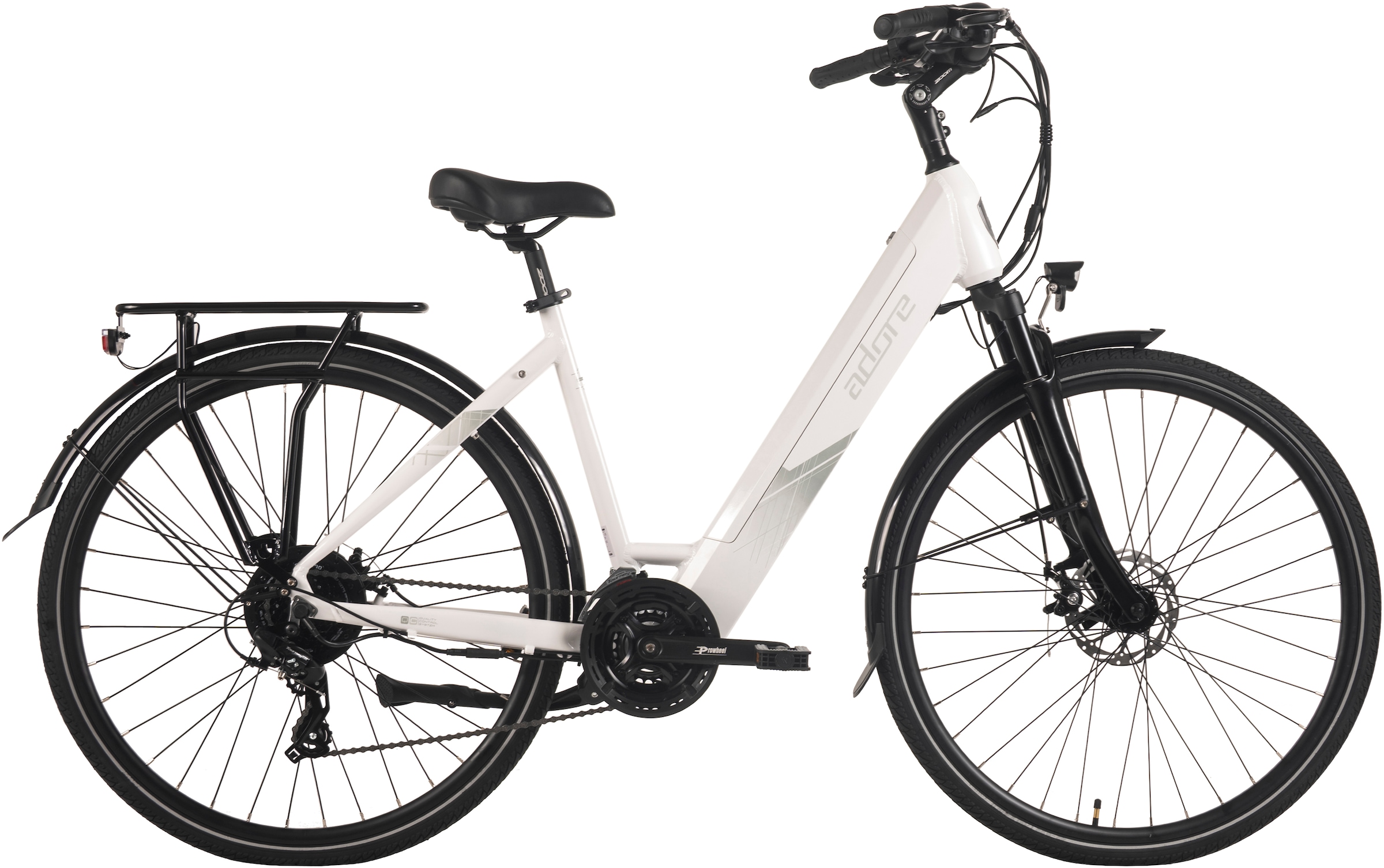 ADORE E-Bike "28" Alu Trekking E-Bike ATR-180 Heckmotor 50NM / 15Ah Glacier White", 48cm, 28 Zoll (71,12cm)weiß, schwarz, Elektrofahrräder, Pedelec,