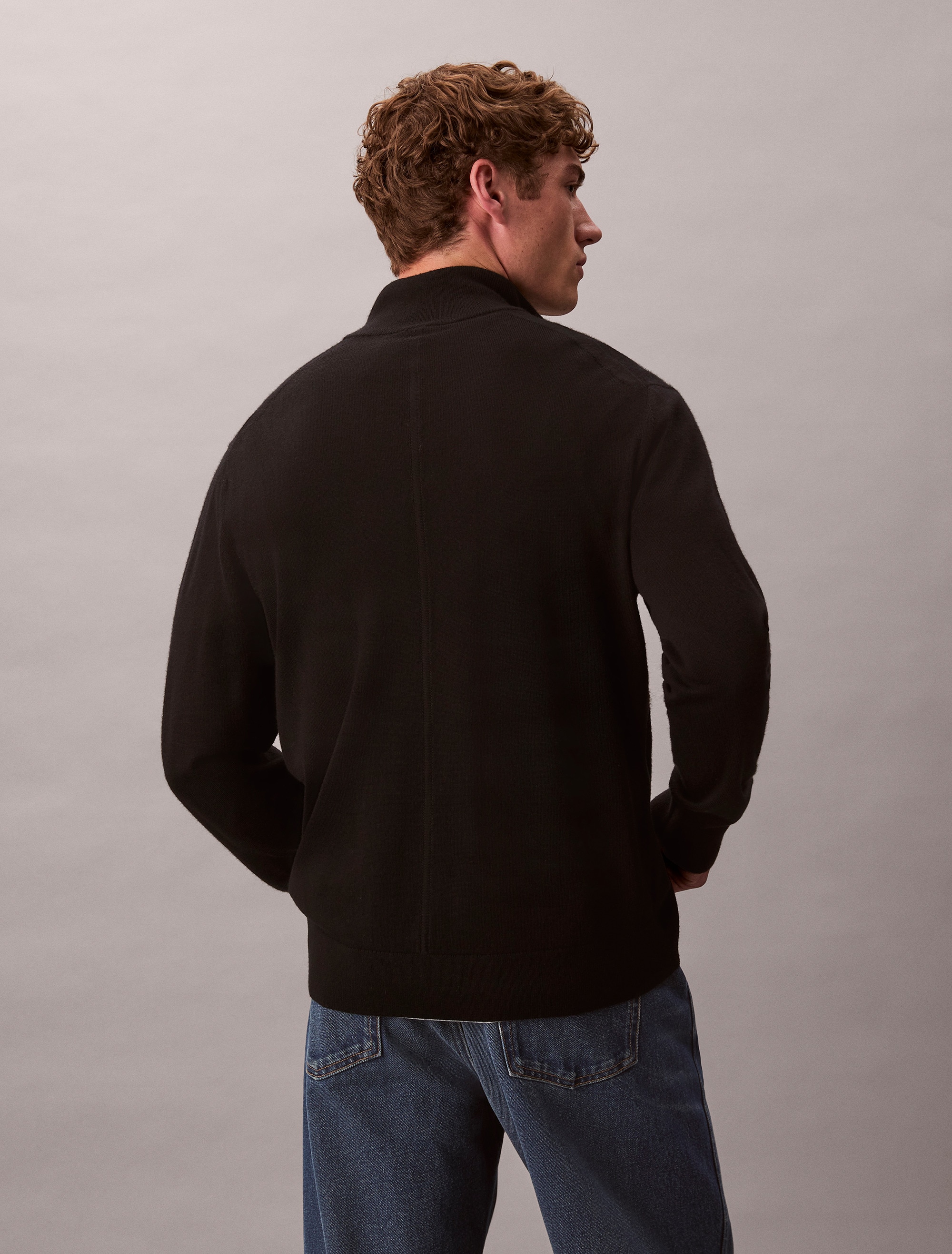 Calvin Klein Stehkragenpullover »LS 100% MERINO QZ 14GG«, Mit Rundhalsausschnitt, regular fit