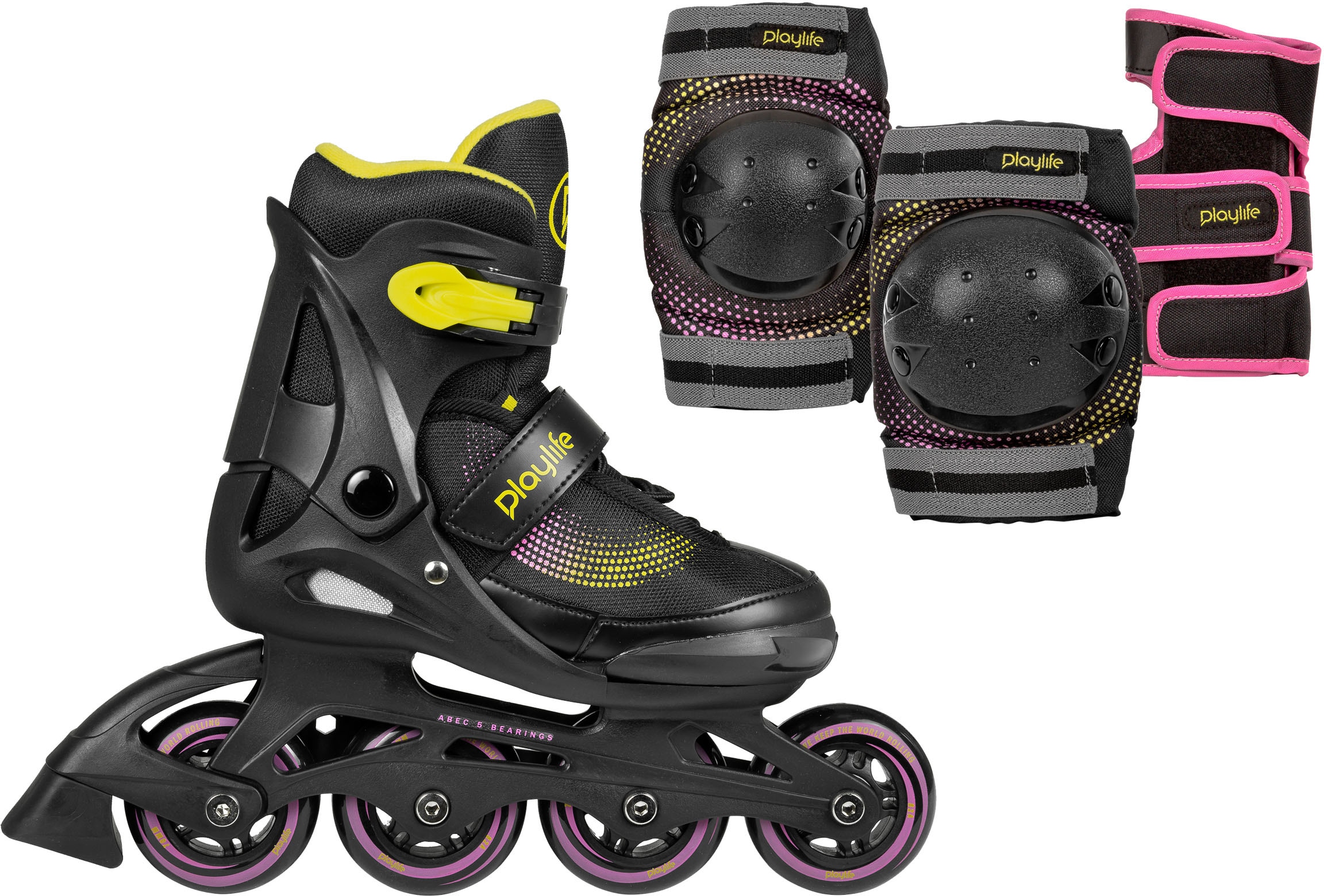 Playlife Inlineskates "Playlife Joker", mit Schutz Set bestehend aus Knie-, Ellenbogen-, Handgelenkschützern