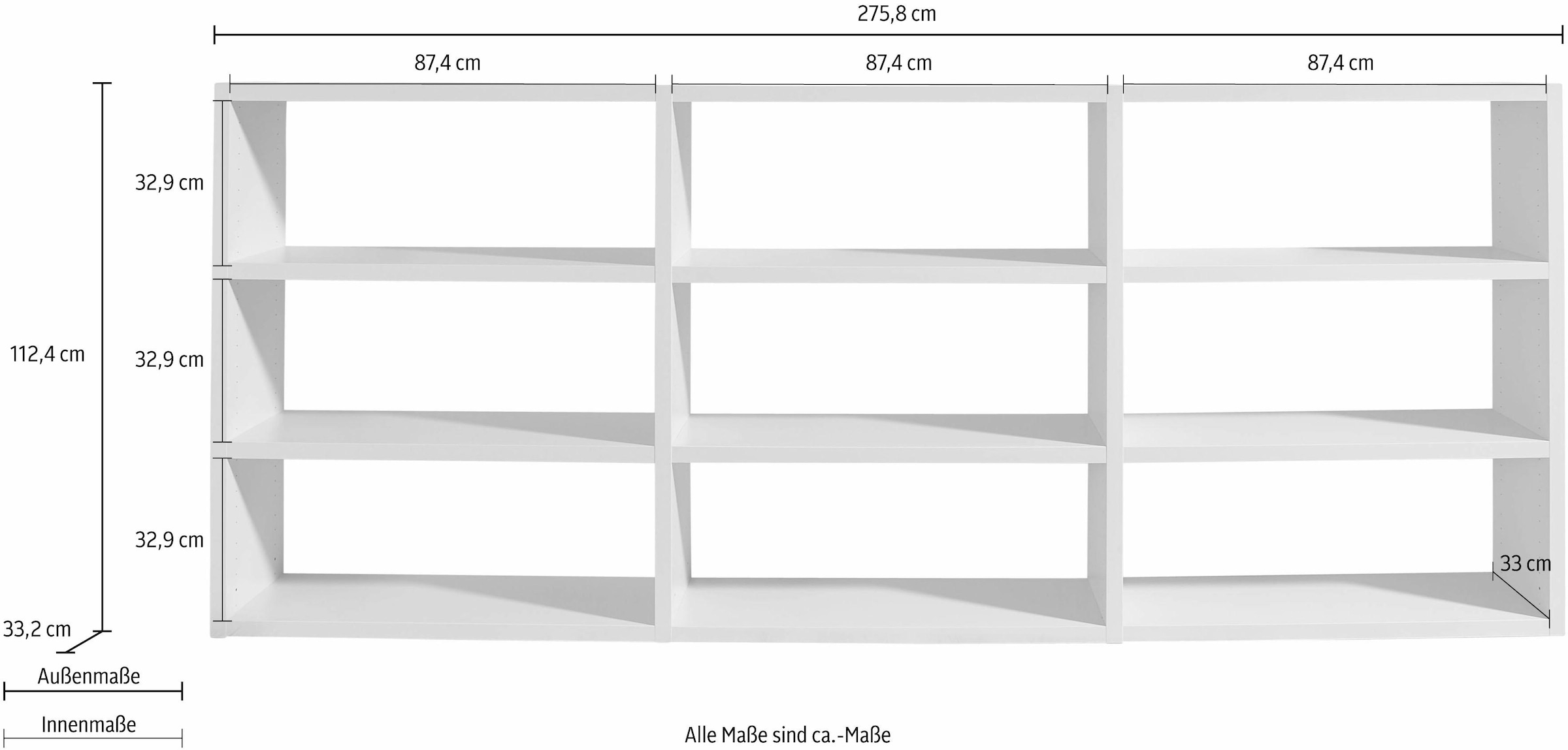 Raumteilerregal fif | BAUR Breite Fächer, 9 möbel cm »Toro«, 275,8