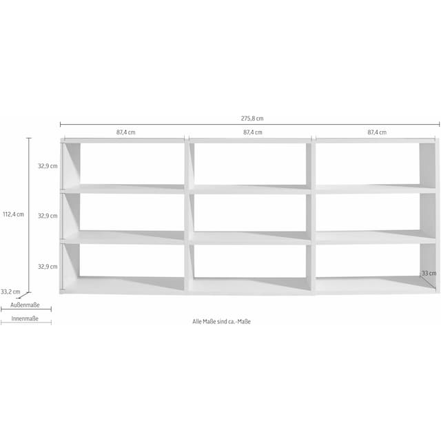 fif möbel Raumteilerregal »Toro«, 9 Fächer, Breite 275,8 cm | BAUR
