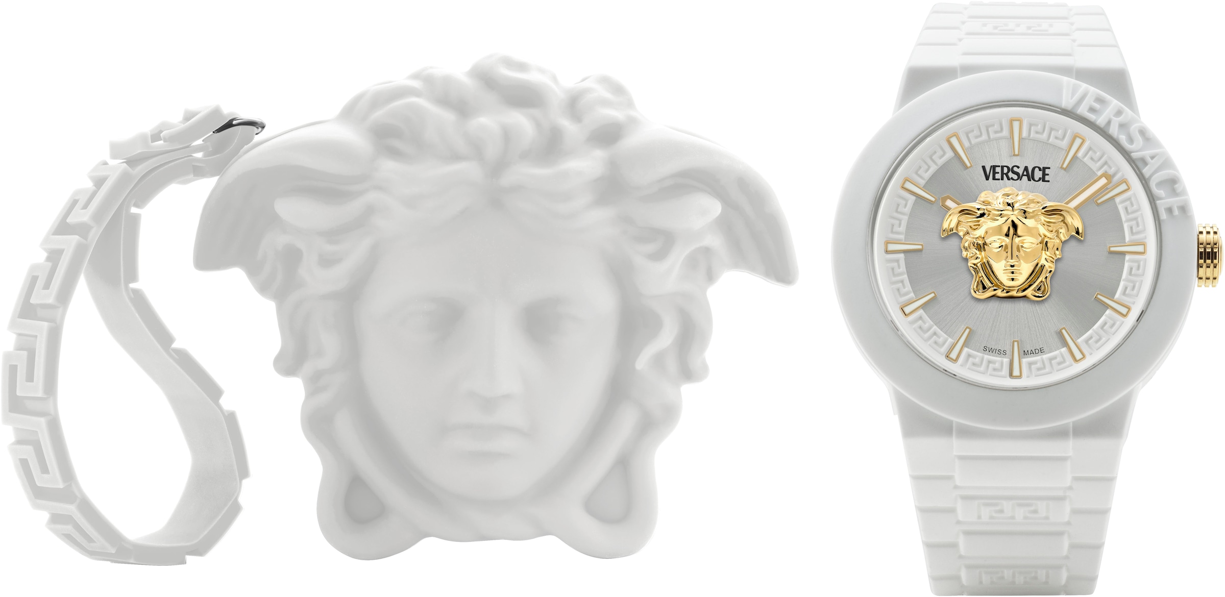Versace Quarzuhr »V-POP GENTS«, Armbanduhr, Herrenuhr, Swiss Made, Silikonarmband, analog, Saphirglas