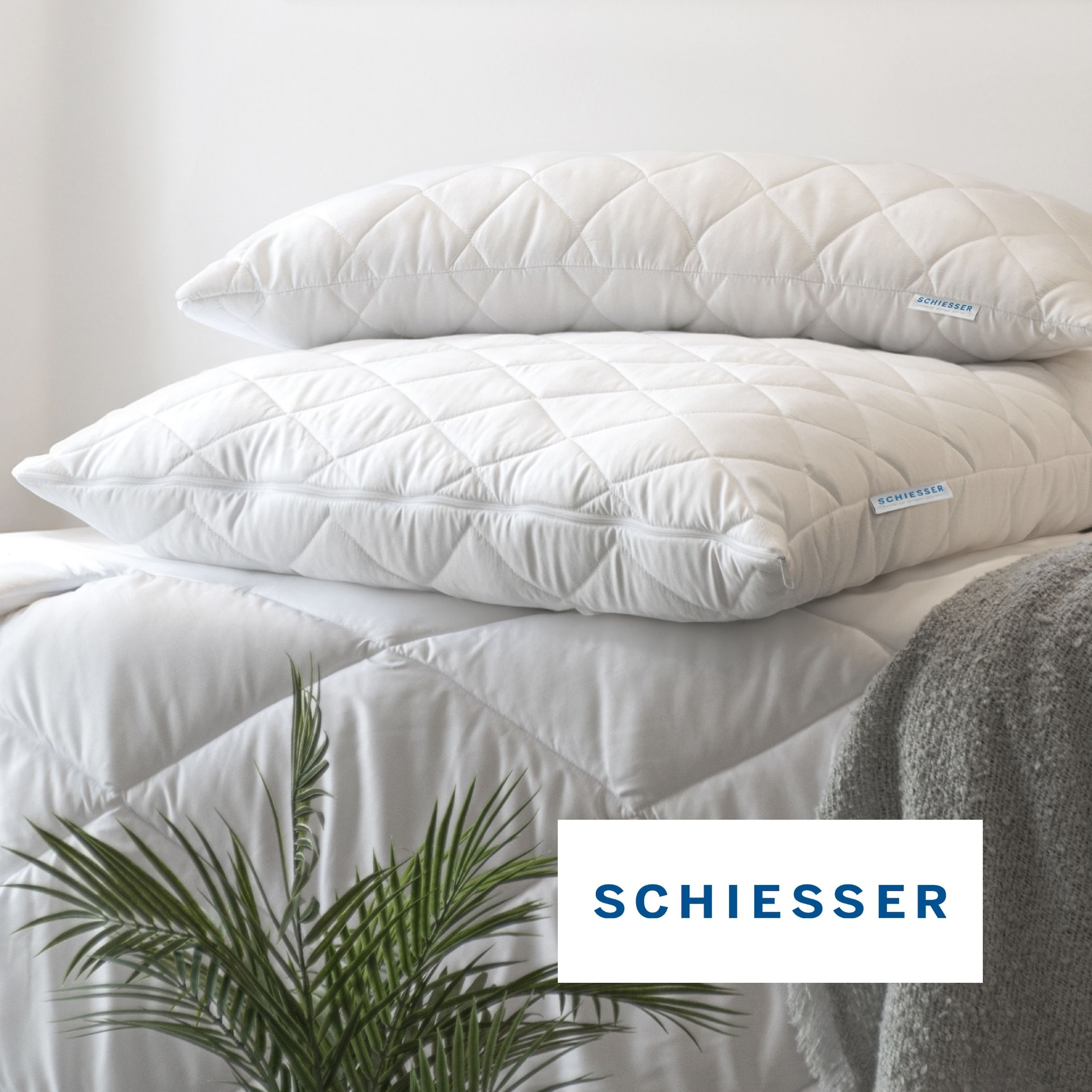 Schiesser Kopfkissen »Hygge mit recycelter Füllung und individueller Höhenanpassung« Füllung: pflegeleichte Faserfüllung Spar-Set, 1 Stk. tlg. für Allergiker geeignet