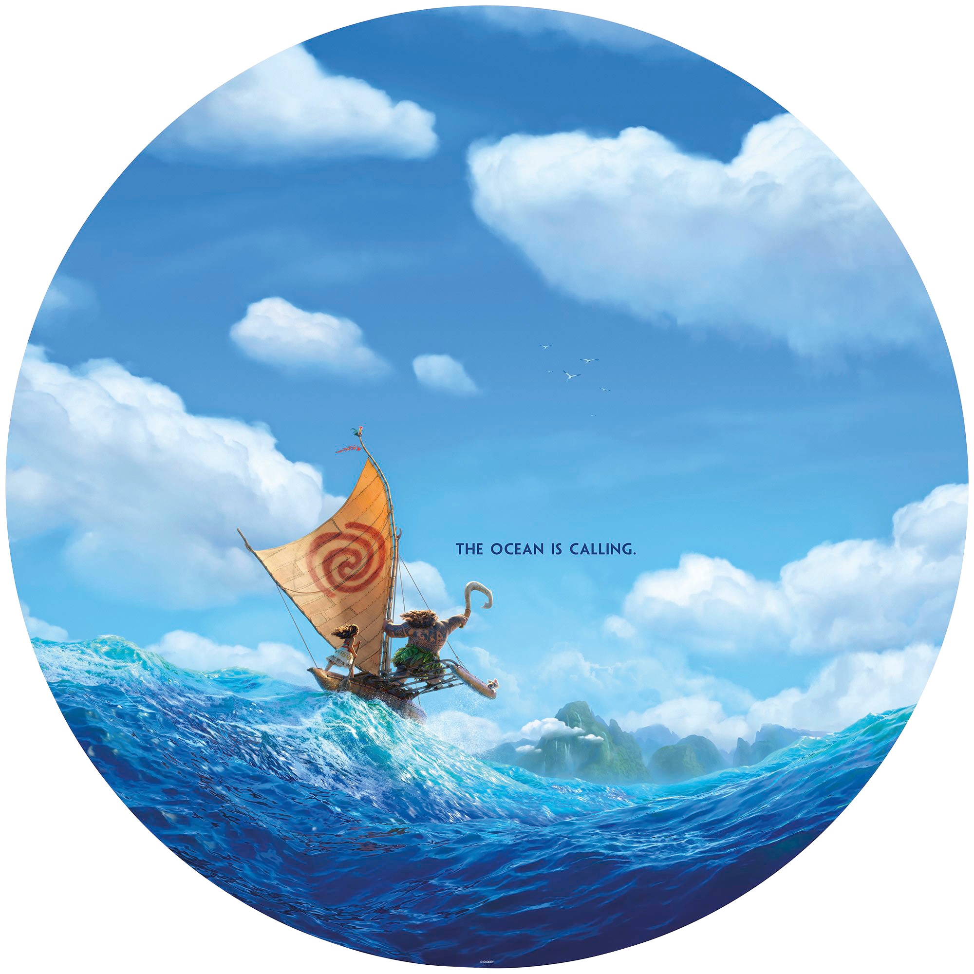 Komar Fototapete "Vlies selbstklebend - Moana Ocean is Calling - Größe 125 x 125 cm" bedruckt glatt Kinderzimmer