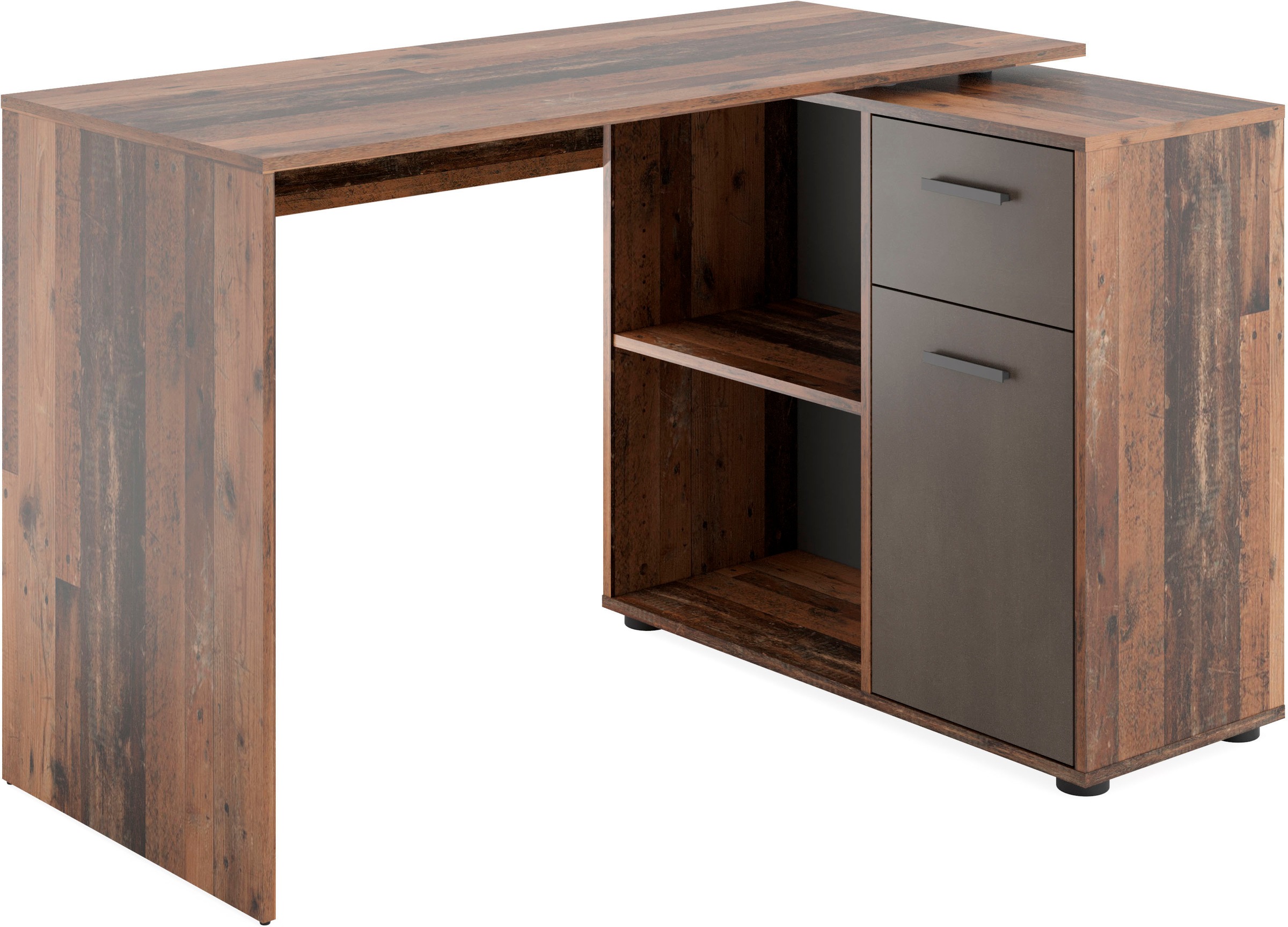 FMD Eckschreibtisch "AUGSBURG", Schreibtisch/ Sideboard m. Stauraum, beids. günstig online kaufen