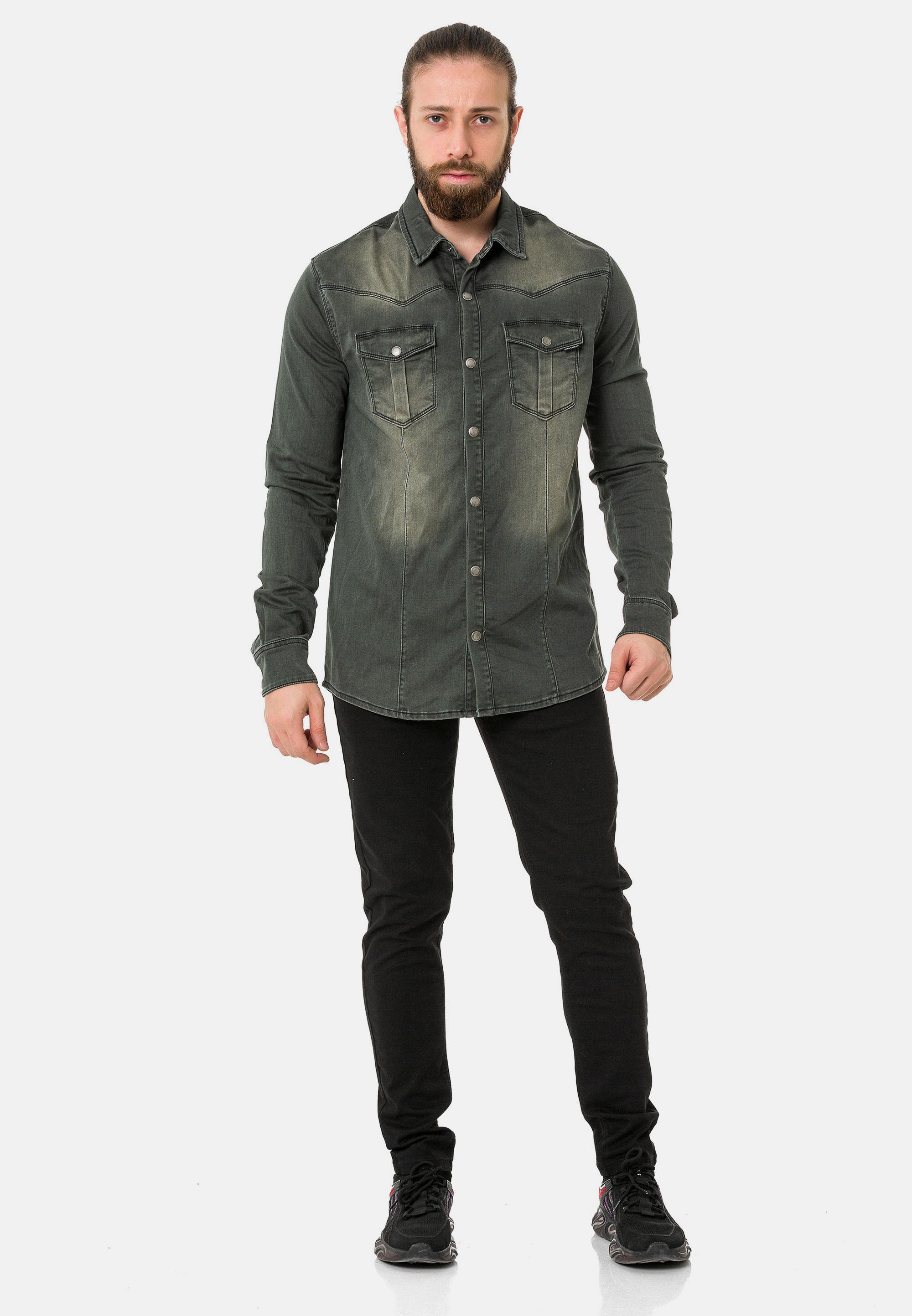 Cipo & Baxx Jeanshemd »CH189« 1 hochwertiger Denim-Stoff