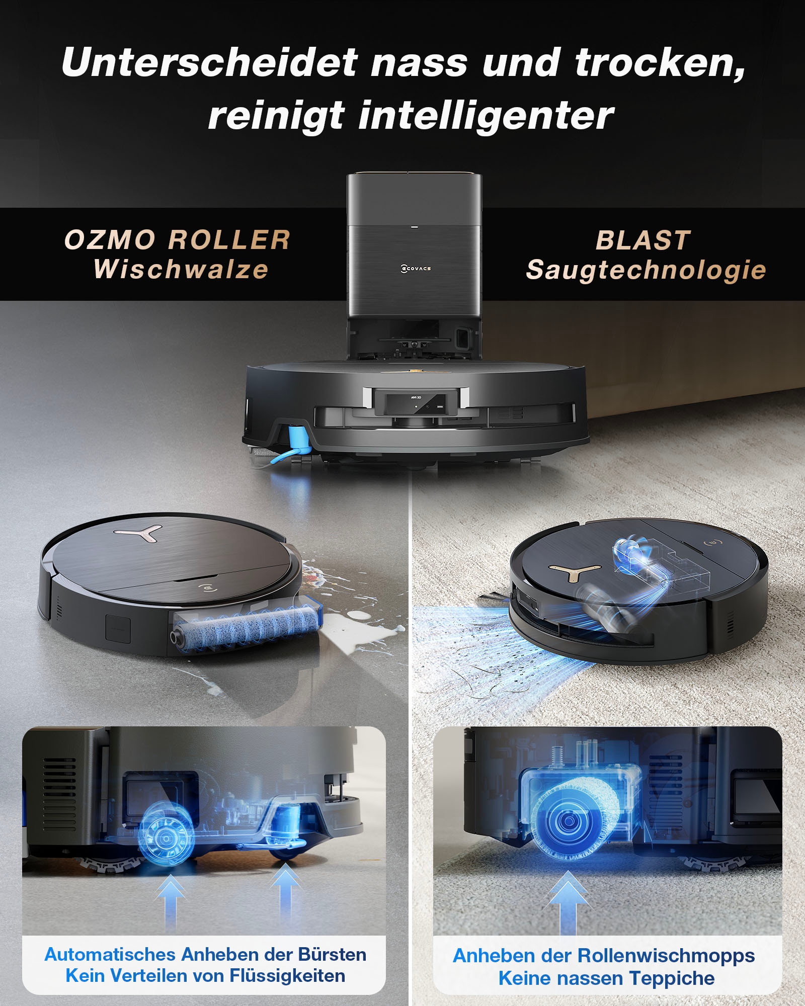 ECOVACS Saugroboter »mit Wischfunktion, DEEBOT X9 PRO OMNI«, Saug-und Wischroboter mit Absaugstation