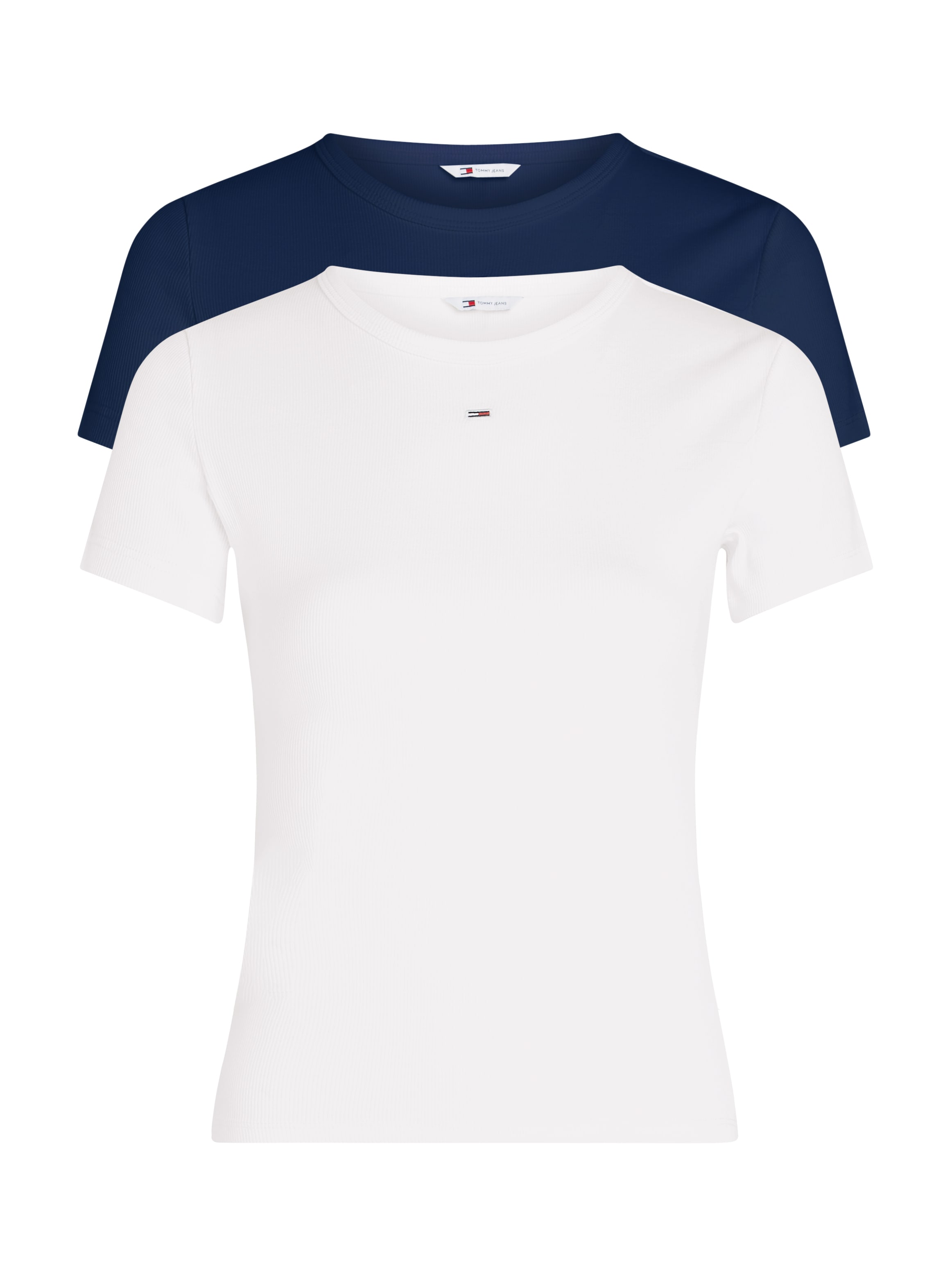 Tommy Jeans Kurzarmshirt "TJW 2PACK SLIM ESSENTIAL RIB SS" Packung, 2er-Pack, 2 Stk. mit gerippter Struktur, Rundhals