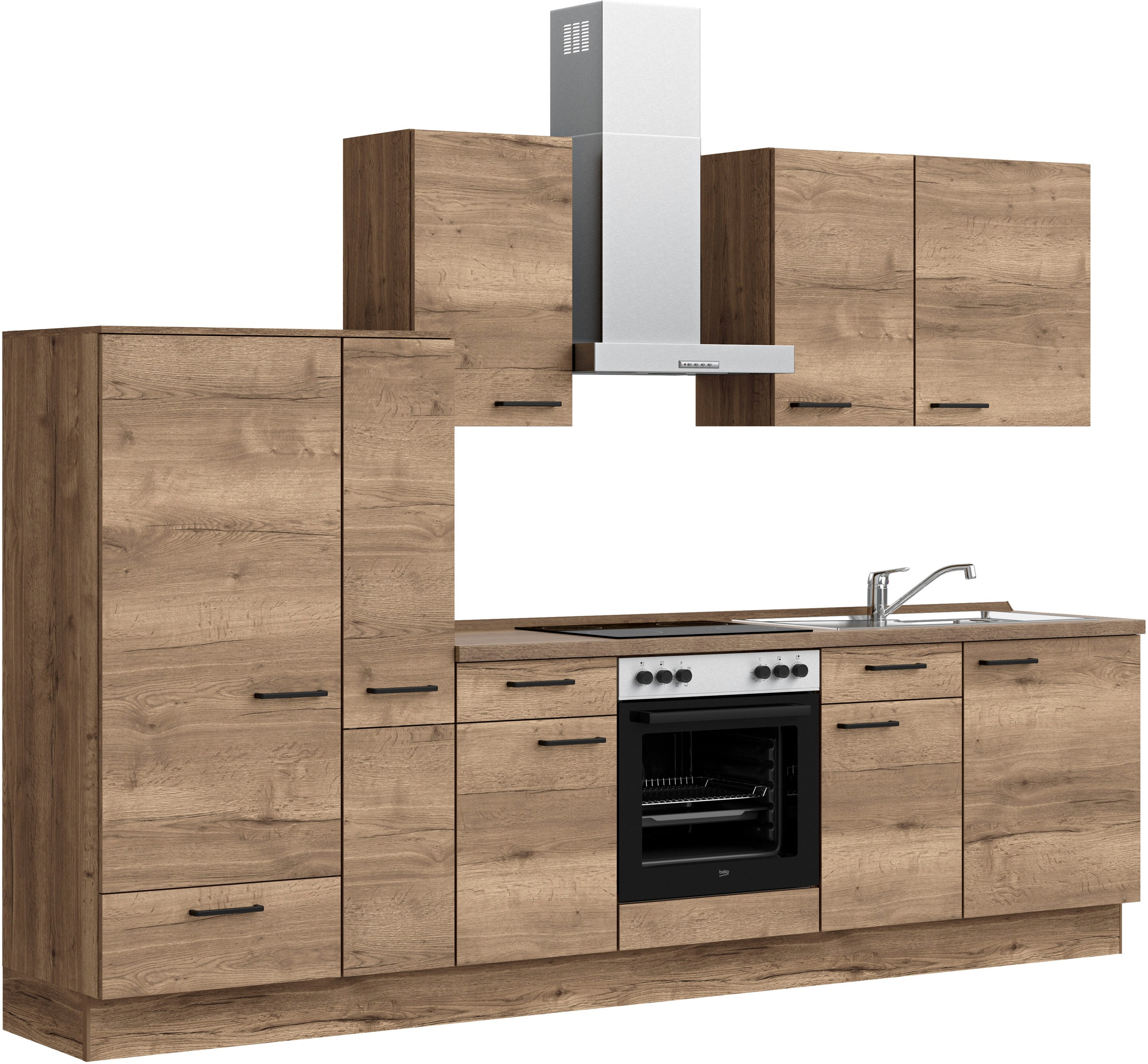 nobilia® Küchenzeile »"Structura I"«, vormontiert, Ausrichtung wählbar, Breite 300 cm, wahlw. mit E-Geräten