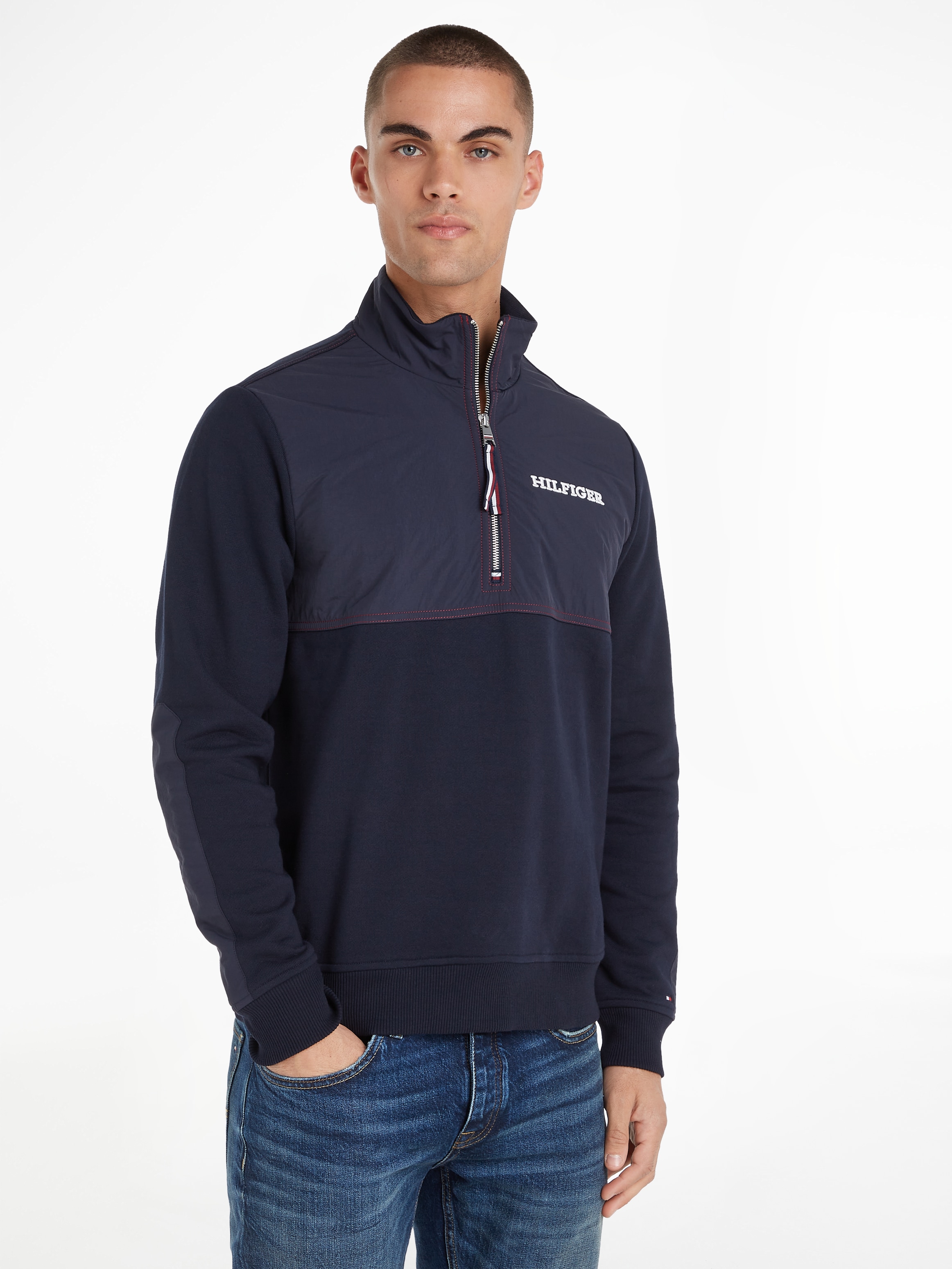 Tommy Hilfiger Sweatshirt "MONOTYPE MIX MEDIA HALF ZIP", mit Einsätzen in a günstig online kaufen