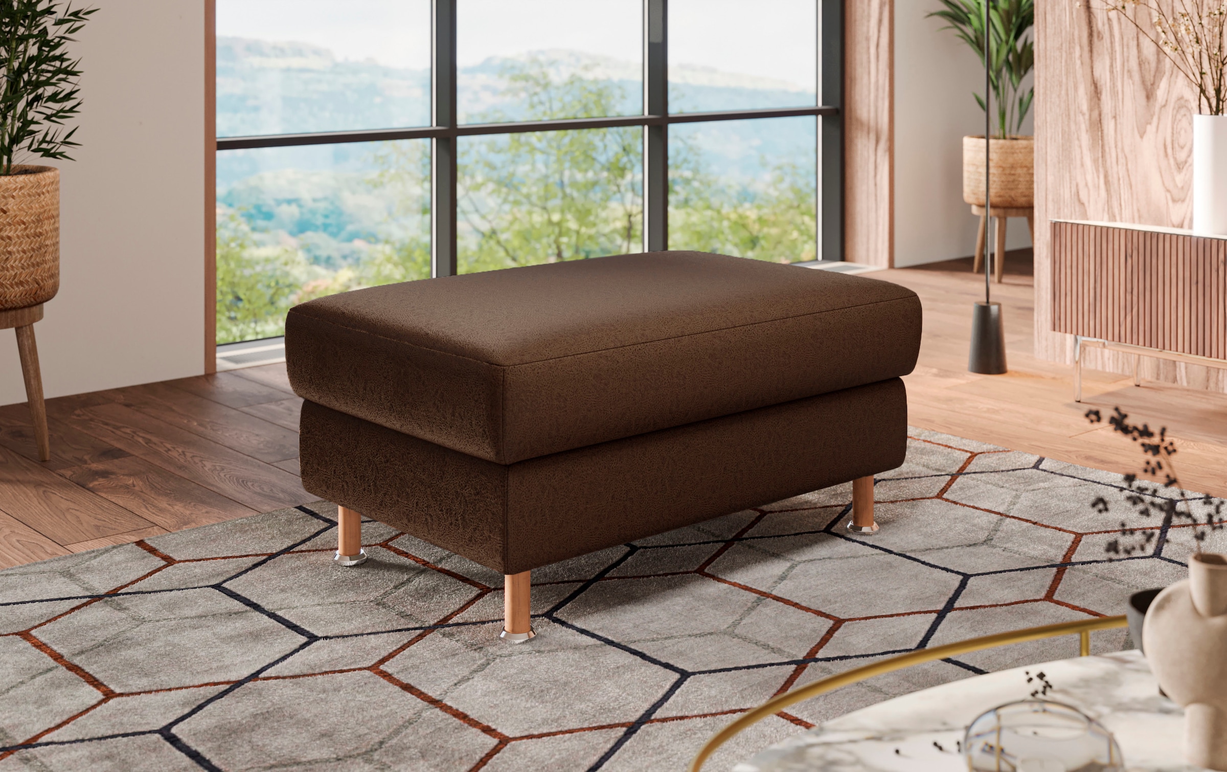 OTTO home Polsterhocker "Calypso" Holzfuesse mit Metallteller