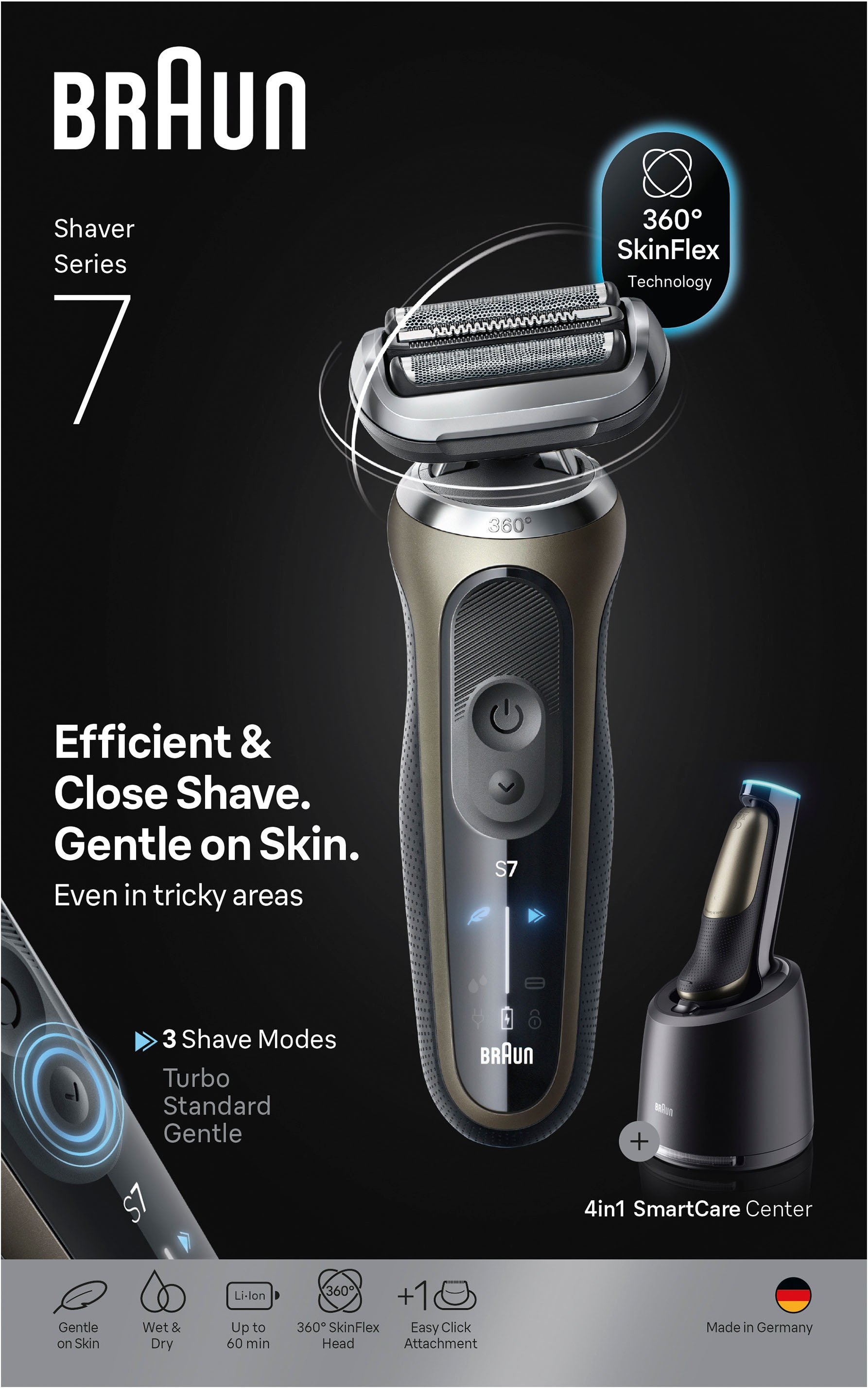 Braun Elektrorasierer »Series 7 72-C7200cc« Reinigungsstation Bis zu 60 min, 4in1 SmartCare Center, +1 Aufsatz, 100% Wasserdicht