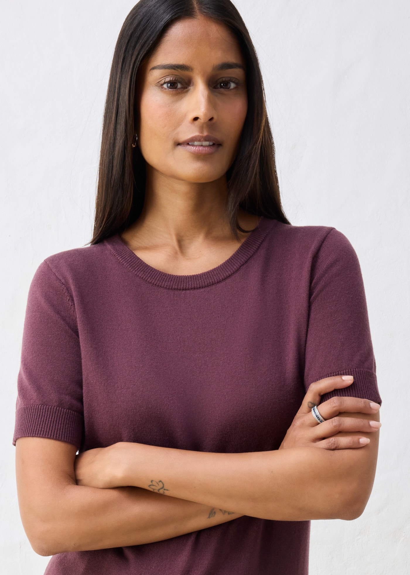 bonprix Strickpullover Kurzarm, Regular Fit, aus Baumwolle und Wolle, eleganter Stil