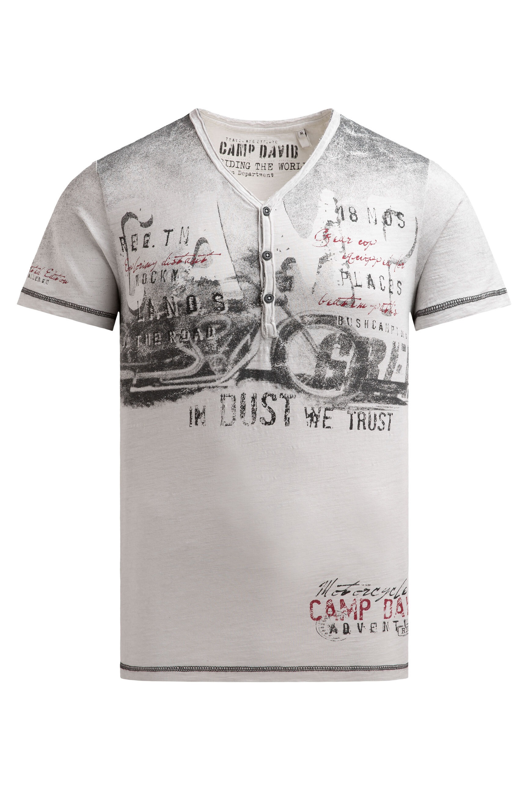 CAMP DAVID Henleyshirt, mit offener Kante am Ausschnitt