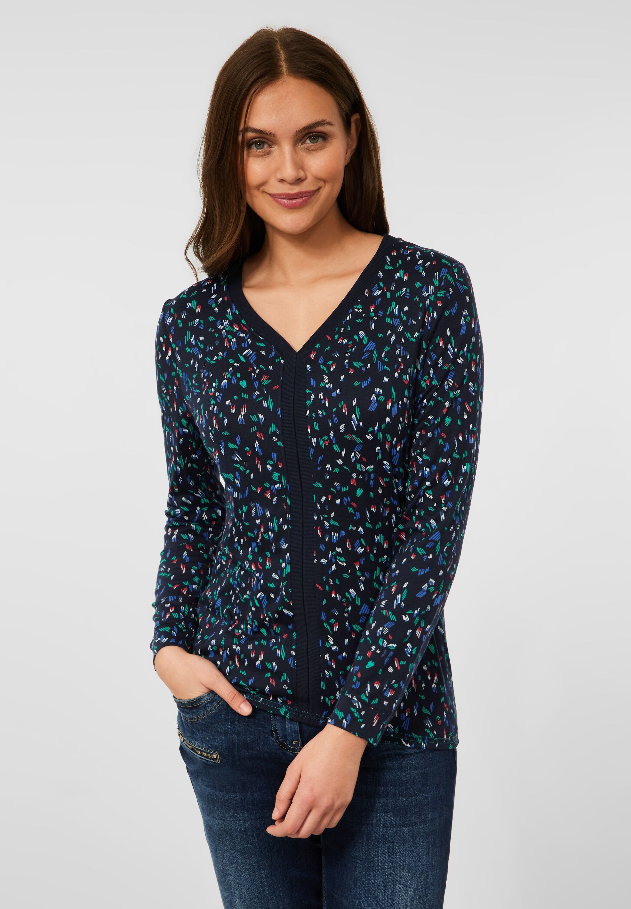 Cecil V-Shirt, mit allover Print