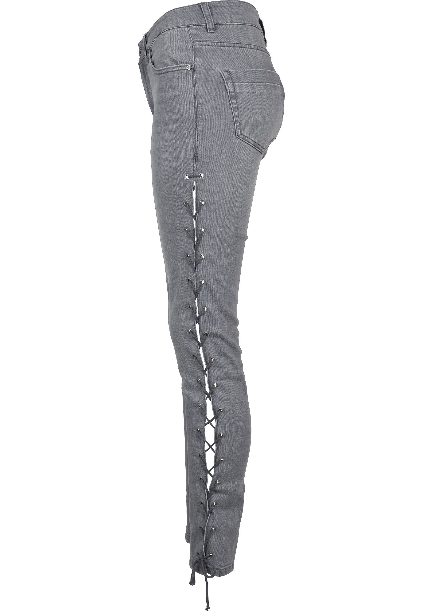 URBAN CLASSICS Bequeme Jeans »Urban Classics Damen Ladies Denim Lace Up Skinny Pants« 1 Stk.