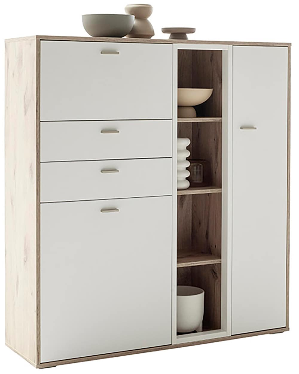 MCA furniture Highboard »SANTERNO«, mit 2 Türen, 2 Schubkästen,gedämpft, 1 Klappe, 4 Fächer, Breite 124 cm