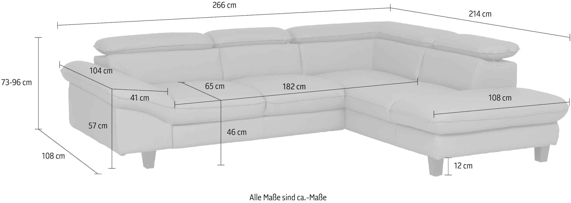 Home affaire Ecksofa »Pilot L-Form« mit Kopfteilverstellung, wahlweise mit Bettfunktion & Bettkasten