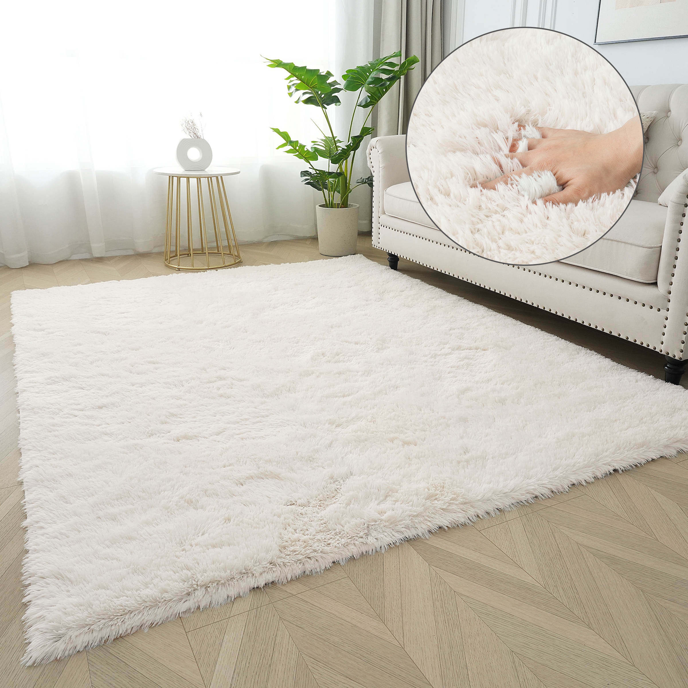 Hochflor-Teppich OTTO HOME "Leava, besonders weich und kuschelig, leichter Glanz" Gr. 6, beige (creme), B:180cm H:37mm L:280cm, Kunstfaser, Teppiche, uni, Mikrofaser Teppiche, Plüsch, Wohnzimmer, Schlafzimmer, Esszimmer