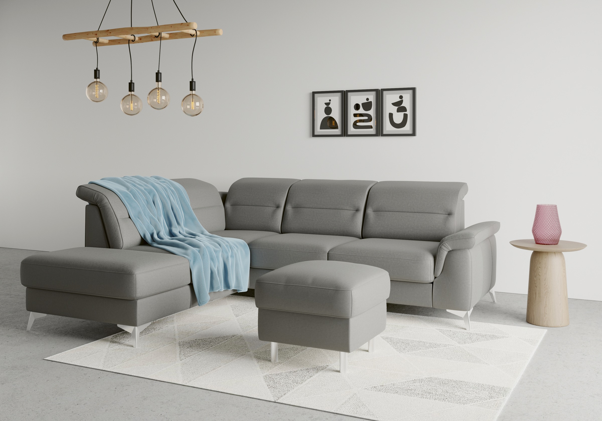 sit&more Ecksofa »Sinatra L-Form« mit Ottomane, optional mit Kopfteilverstellung und Armteilfunktion
