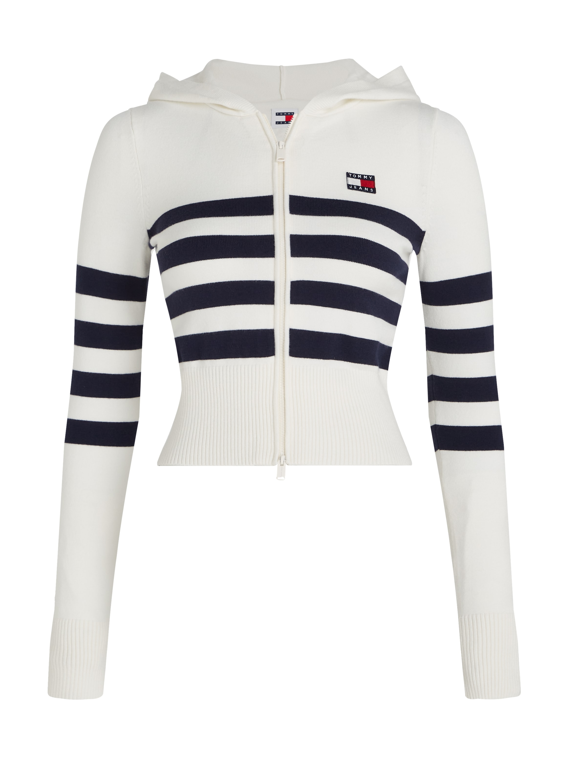 Tommy Jeans Sweatjacke »TJW STRIPE ZIP THRU BADGE HOOD«, mit Tommy Jeans Flagge