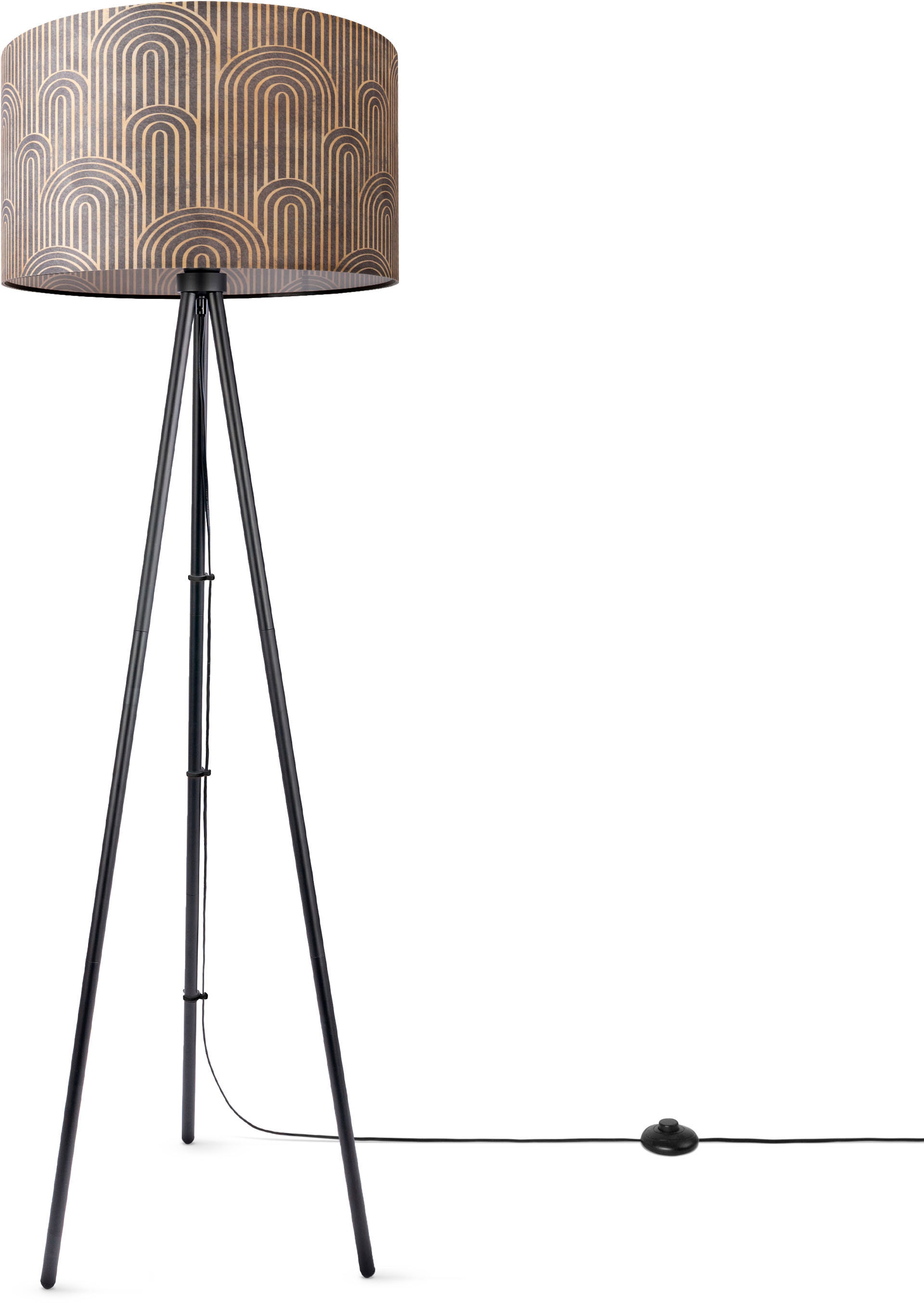 Paco Home Stoffschirm Mit Büro BAUR Pillar«, Stehlampe Wohnzimmer | Vintage Leselampe Dreibein »Trina Stehlampe