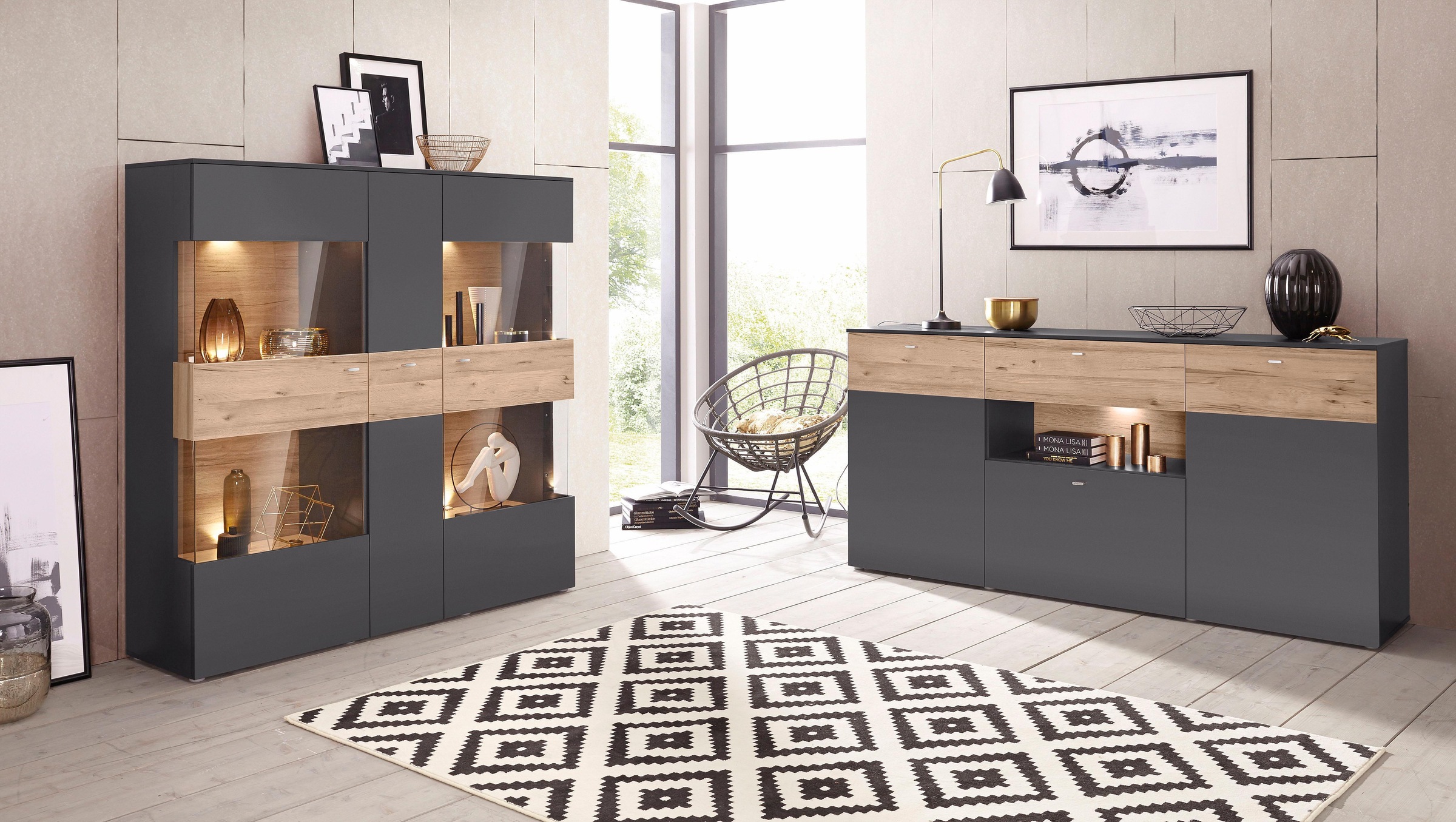 FORTE Sideboard »Como«, Kommode, Stauraumschrank, LED Beleuchtung, Soft Close, Stauraum