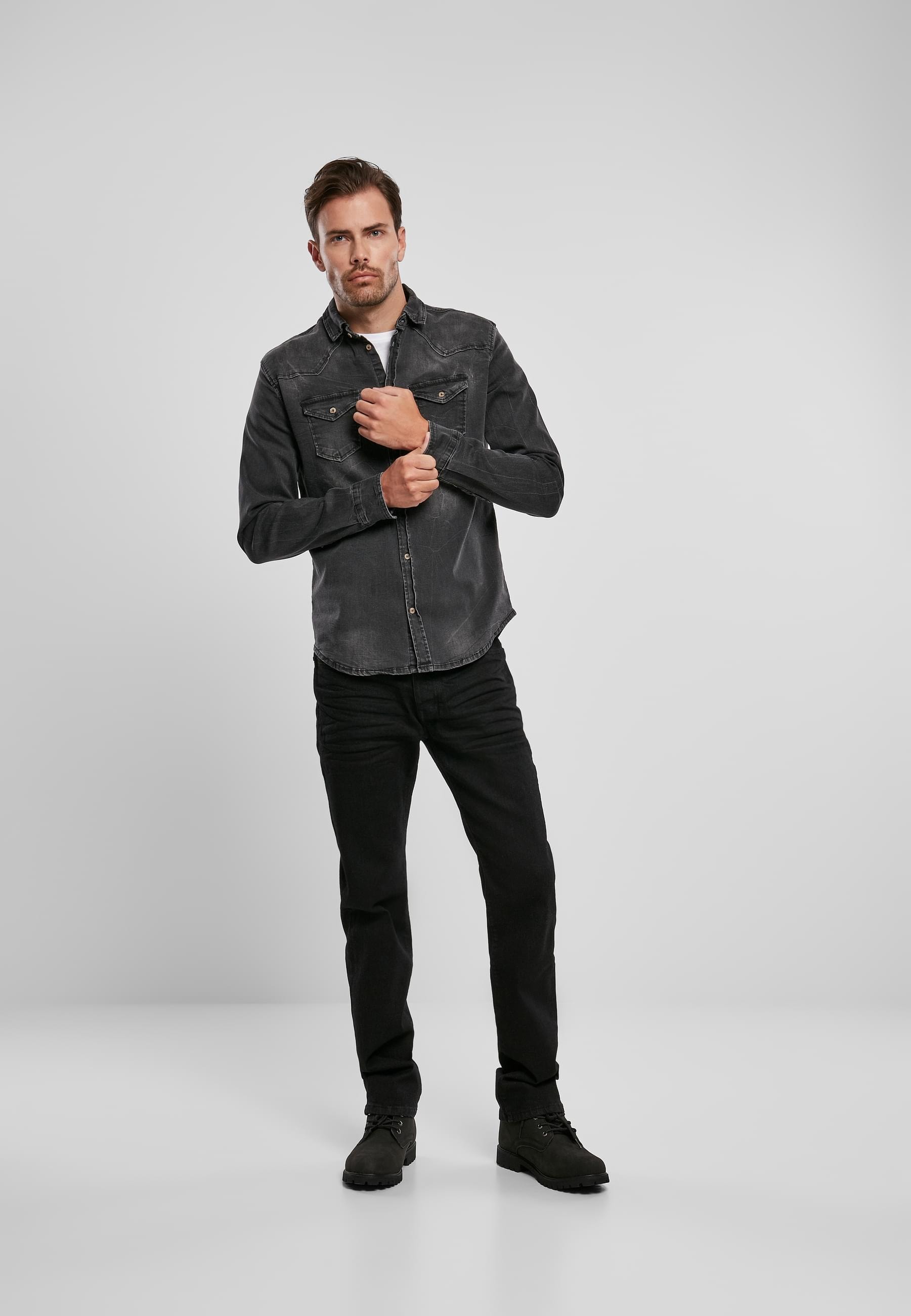Brandit Langarmhemd »Brandit Herren Riley Denim Shirt«, (1 tlg.)