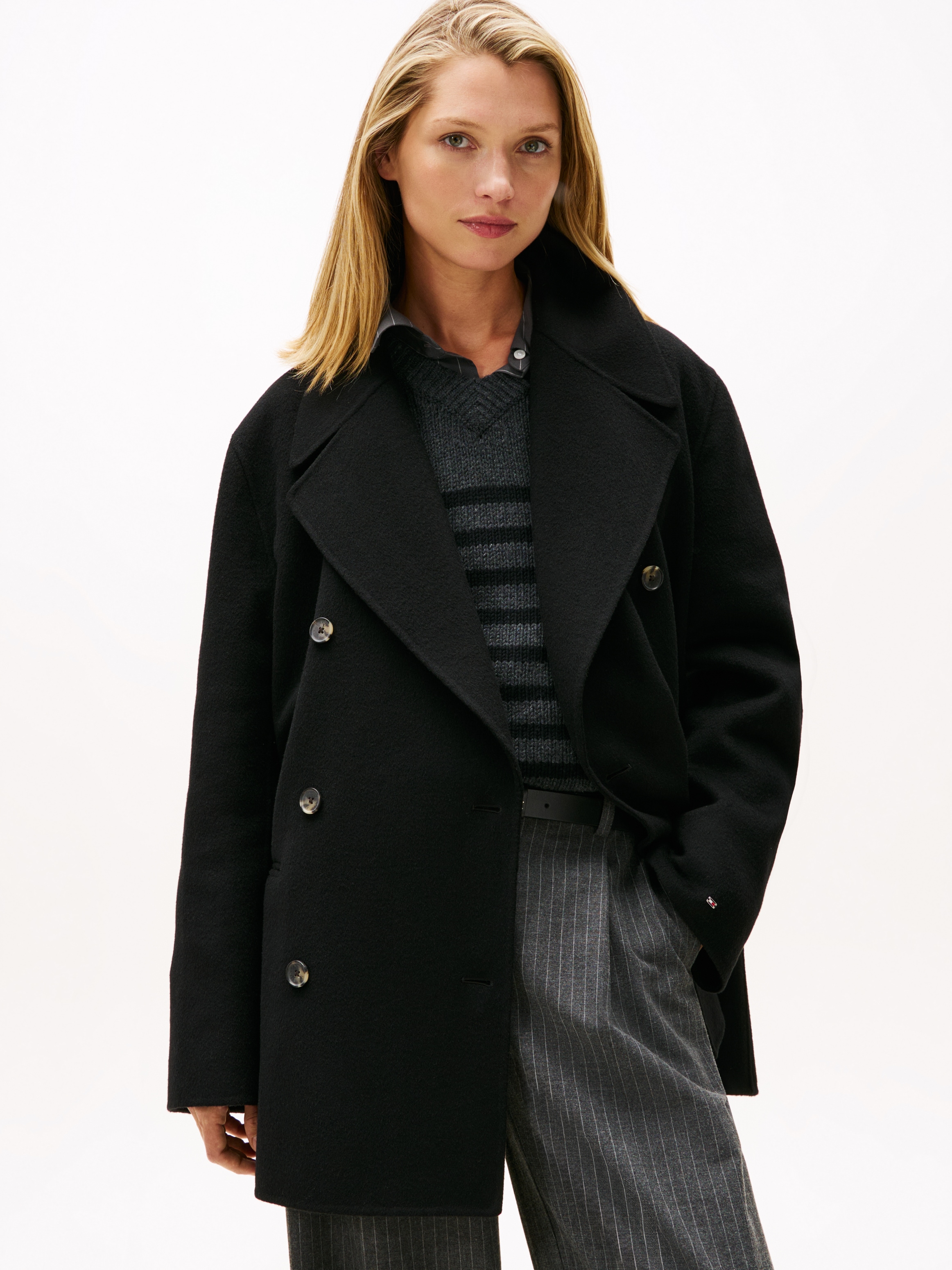 Tommy Hilfiger Kurzmantel "DF WOOL BLEND REG PEACOAT" mit Wolle günstig online kaufen