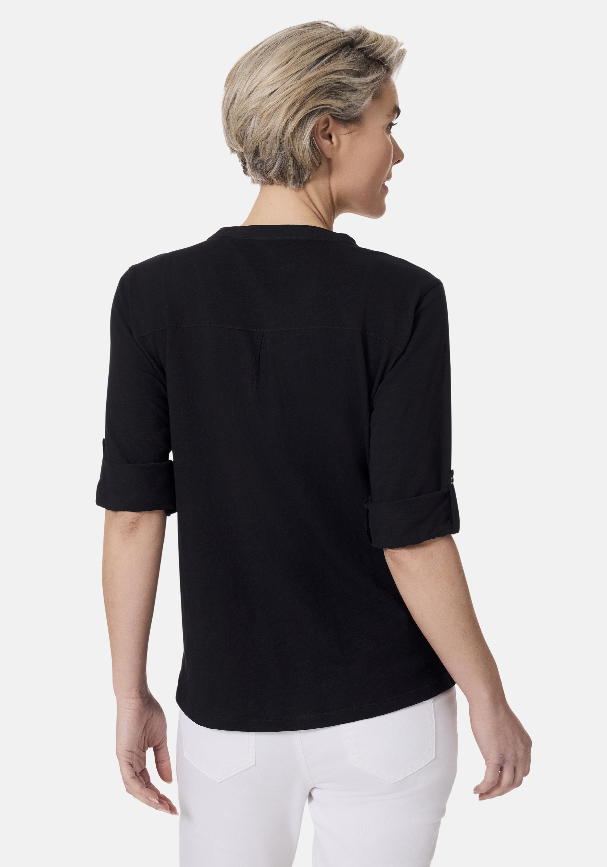 STOOKER WOMEN 3/4-Arm-Shirt »MARIE T-Shirt 3/4-Arm«, Regular Fit Slub Yarn Baumwolle Henley Shirt Knopfleiste für Damen