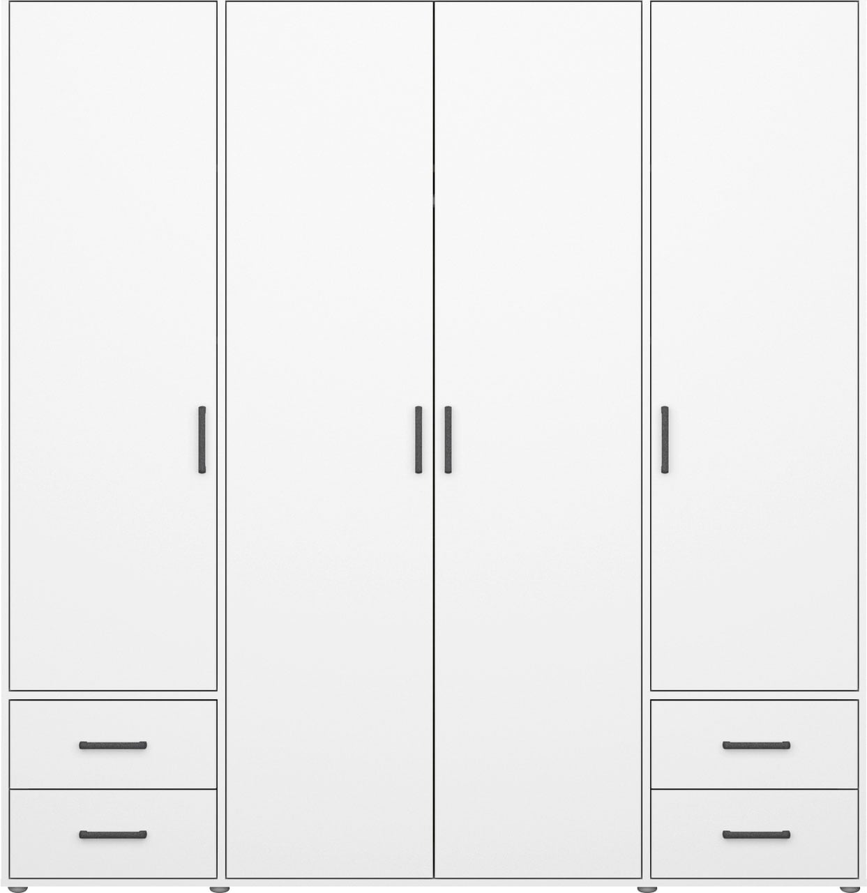 rauch Drehtürenschrank »Kleiderschrank Schrank Garderobe Wäscheschrank VOYAGER«, (in 3 verschiedenen Ausstattungen BASIC/CLASSIC/PREMIUM), moderne Griffe in Graumetallic mit Außenschubkästen MADE IN GERMANY