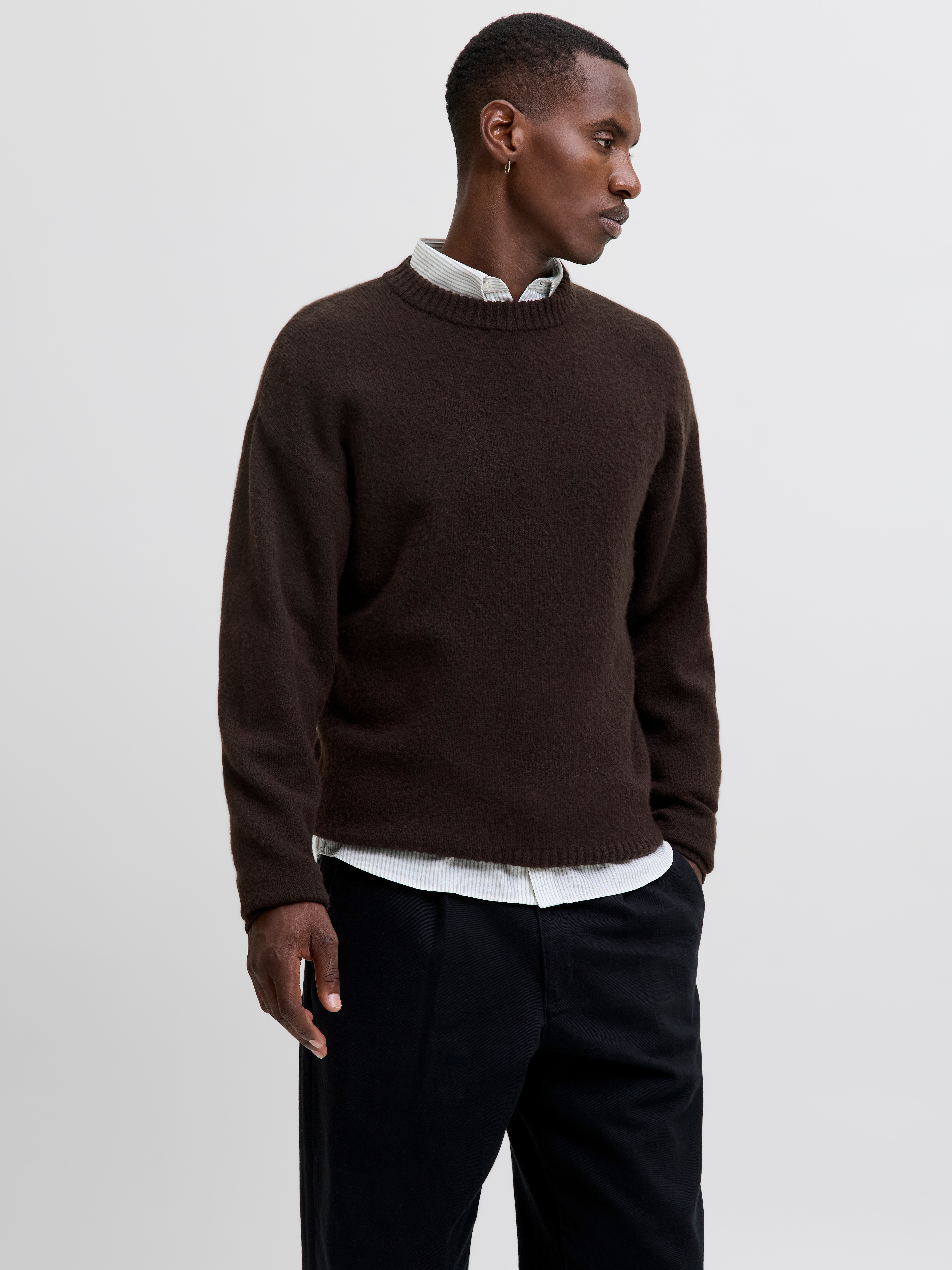 Jack & Jones Rundhalspullover "JJESOHO OLLIE KNIT CREW NECK SN" Materialmix, relaxed fit